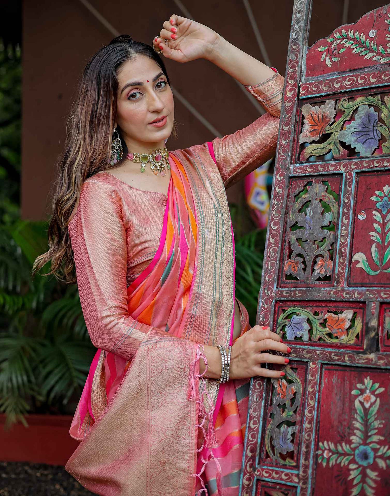 Rose Pink Silk Woven Saree