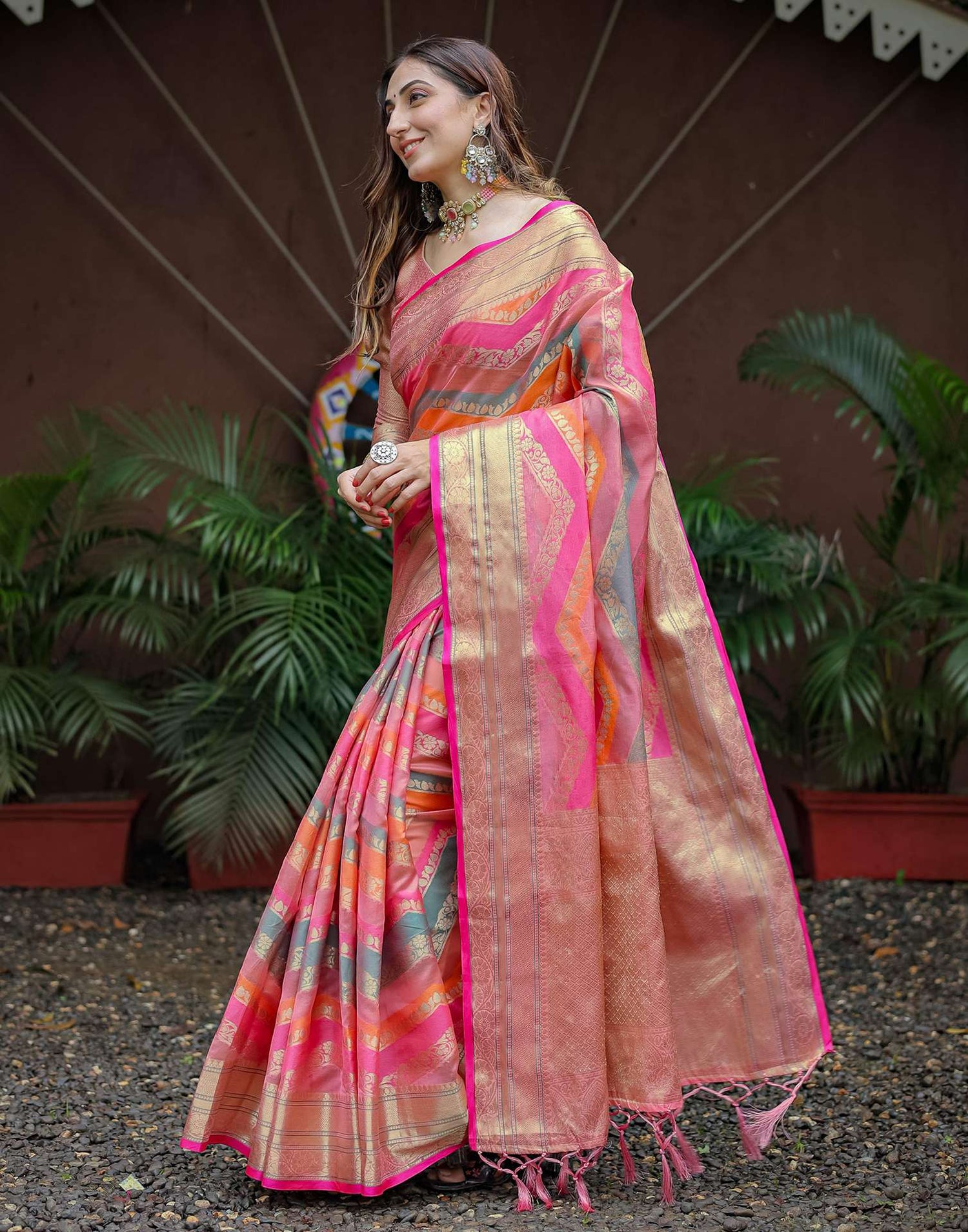 Light Pink Silk Woven Saree