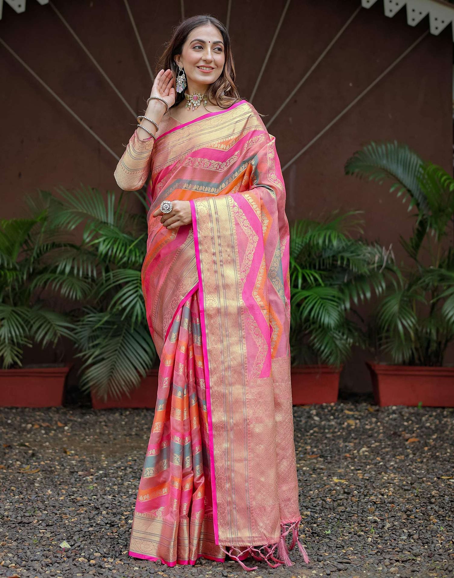 Light Pink Silk Woven Saree