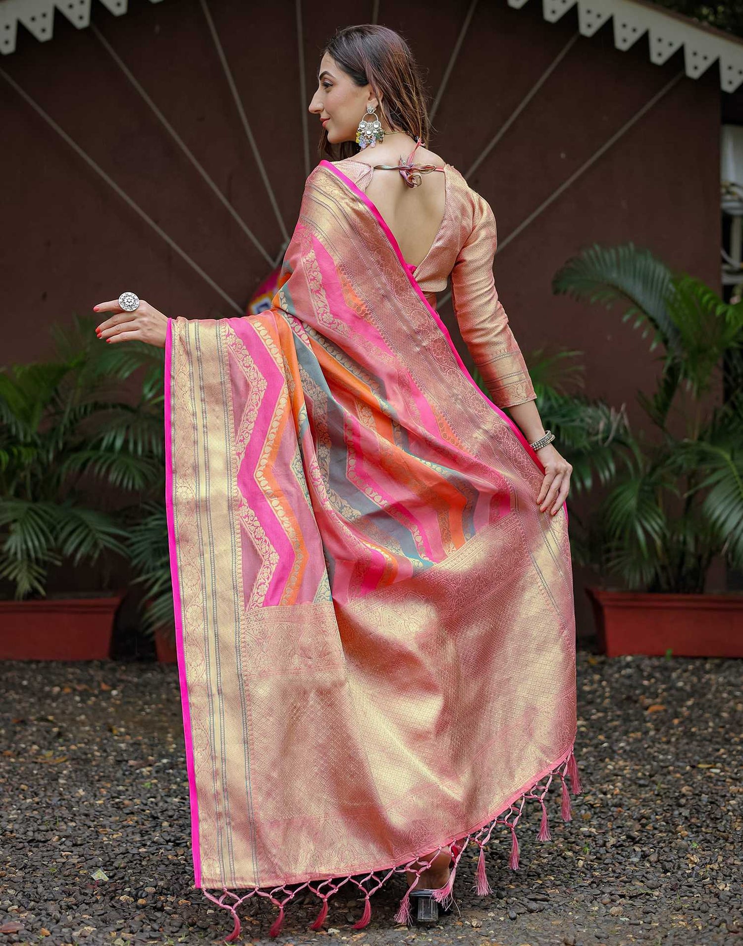 Light Pink Silk Woven Saree