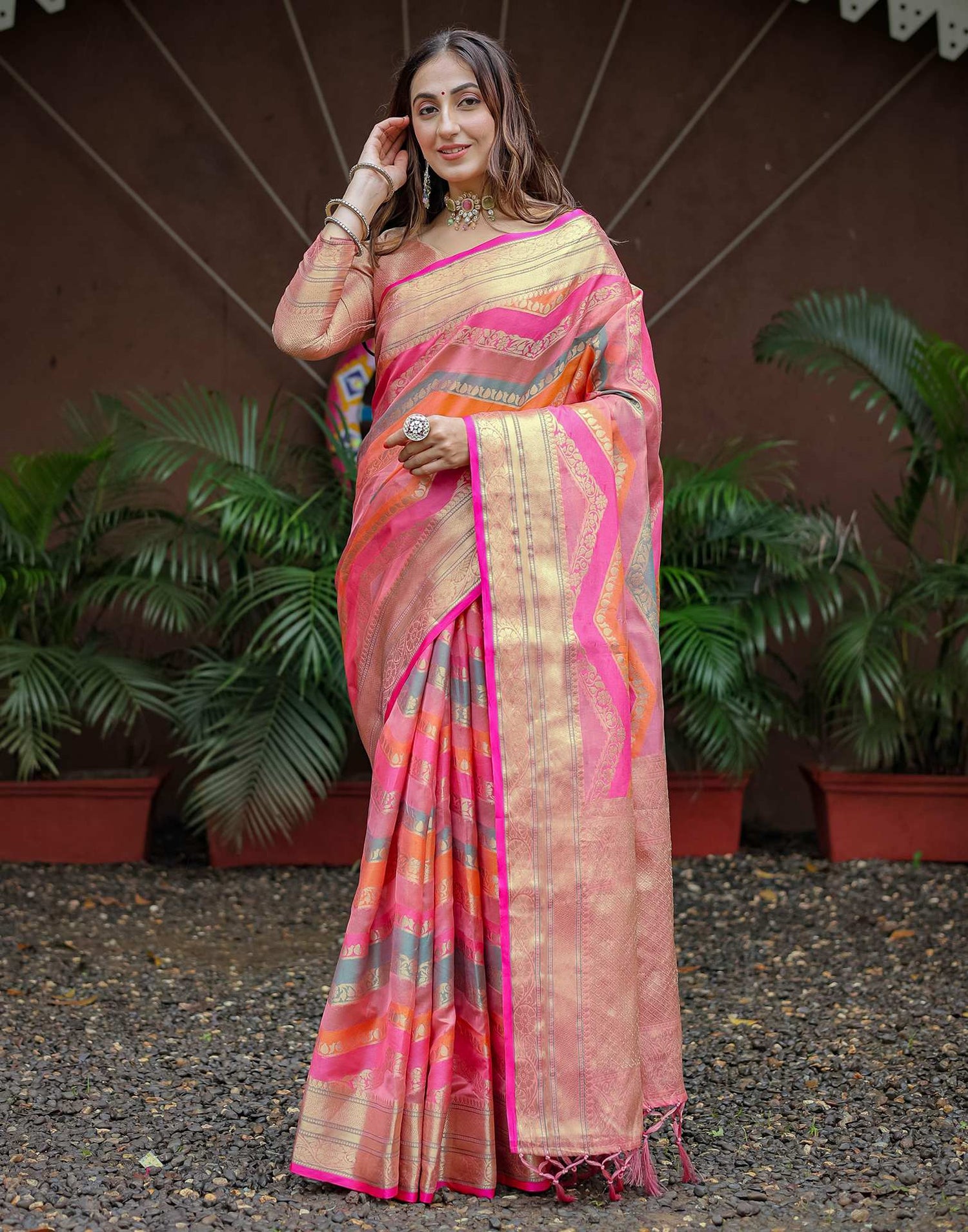 Light Pink Silk Woven Saree