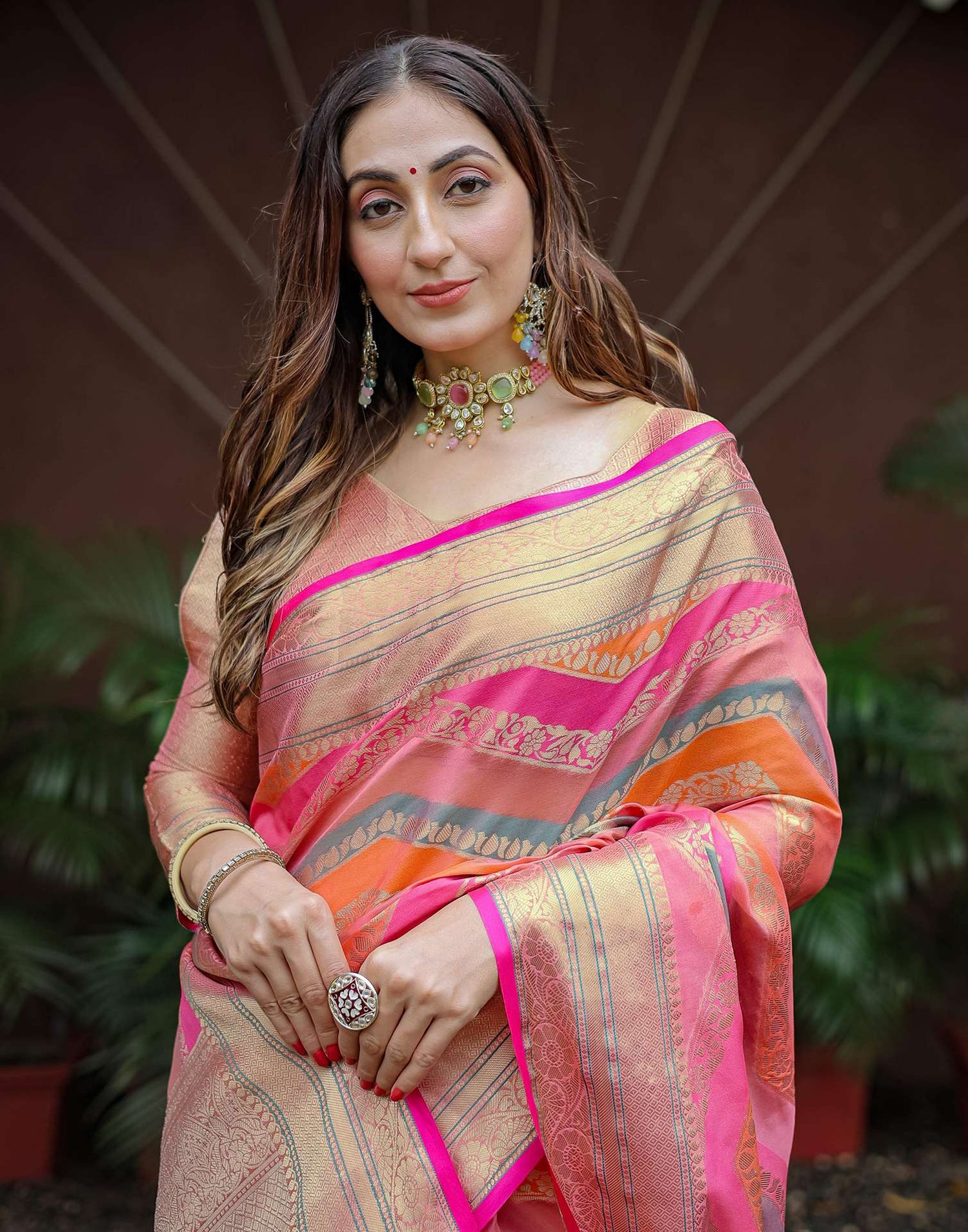 Light Pink Silk Woven Saree