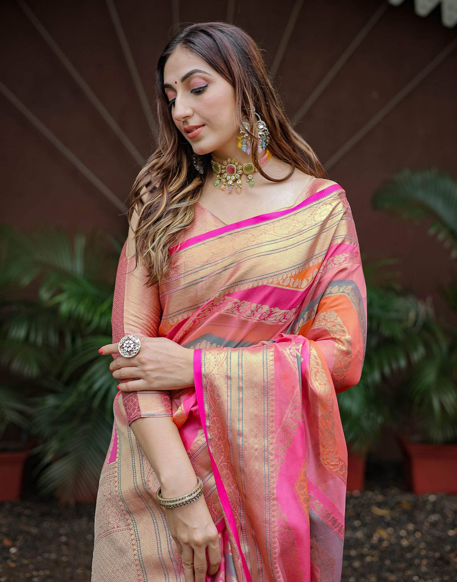 Light Pink Silk Woven Saree