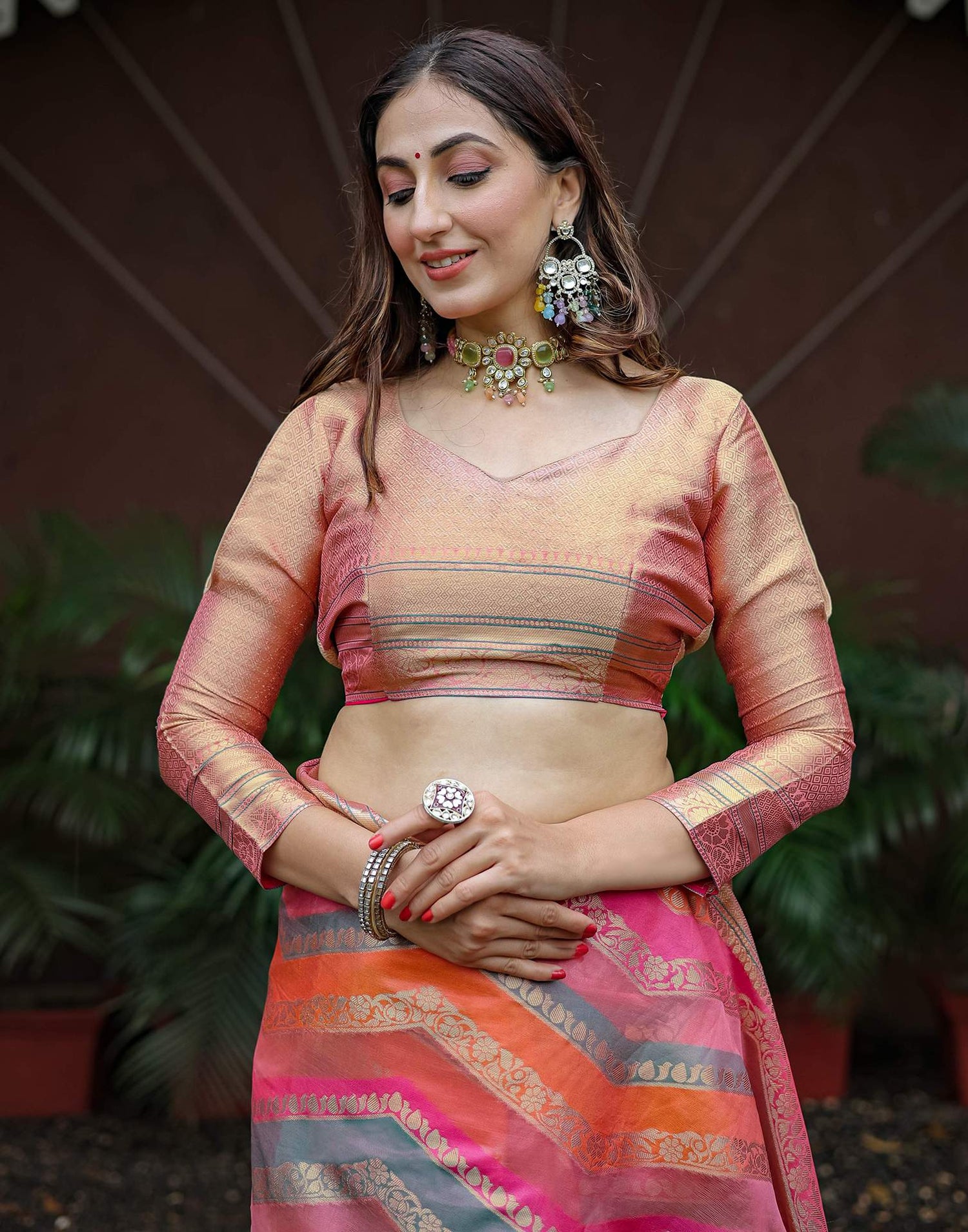 Light Pink Silk Woven Saree