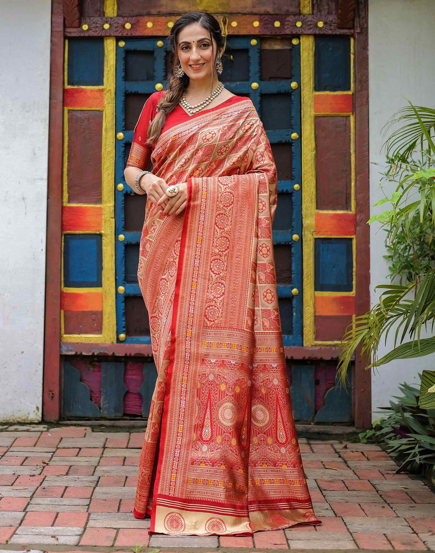Light Brown Silk Woven Saree