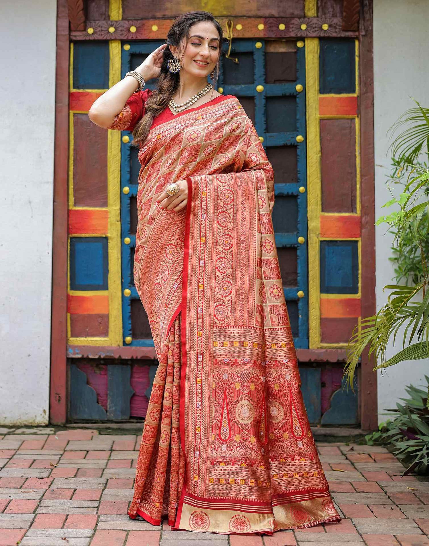 Light Brown Silk Woven Saree