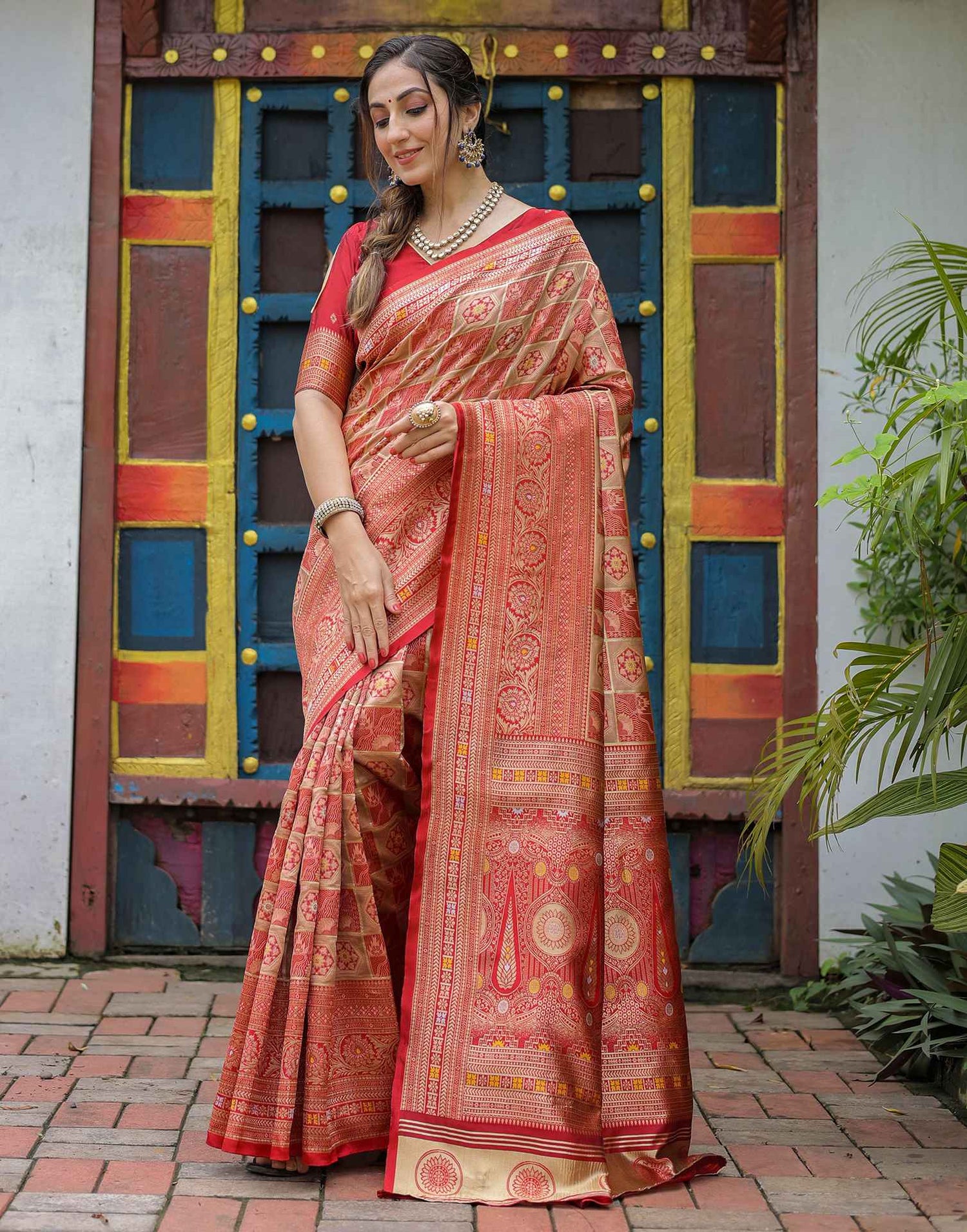 Light Brown Silk Woven Saree