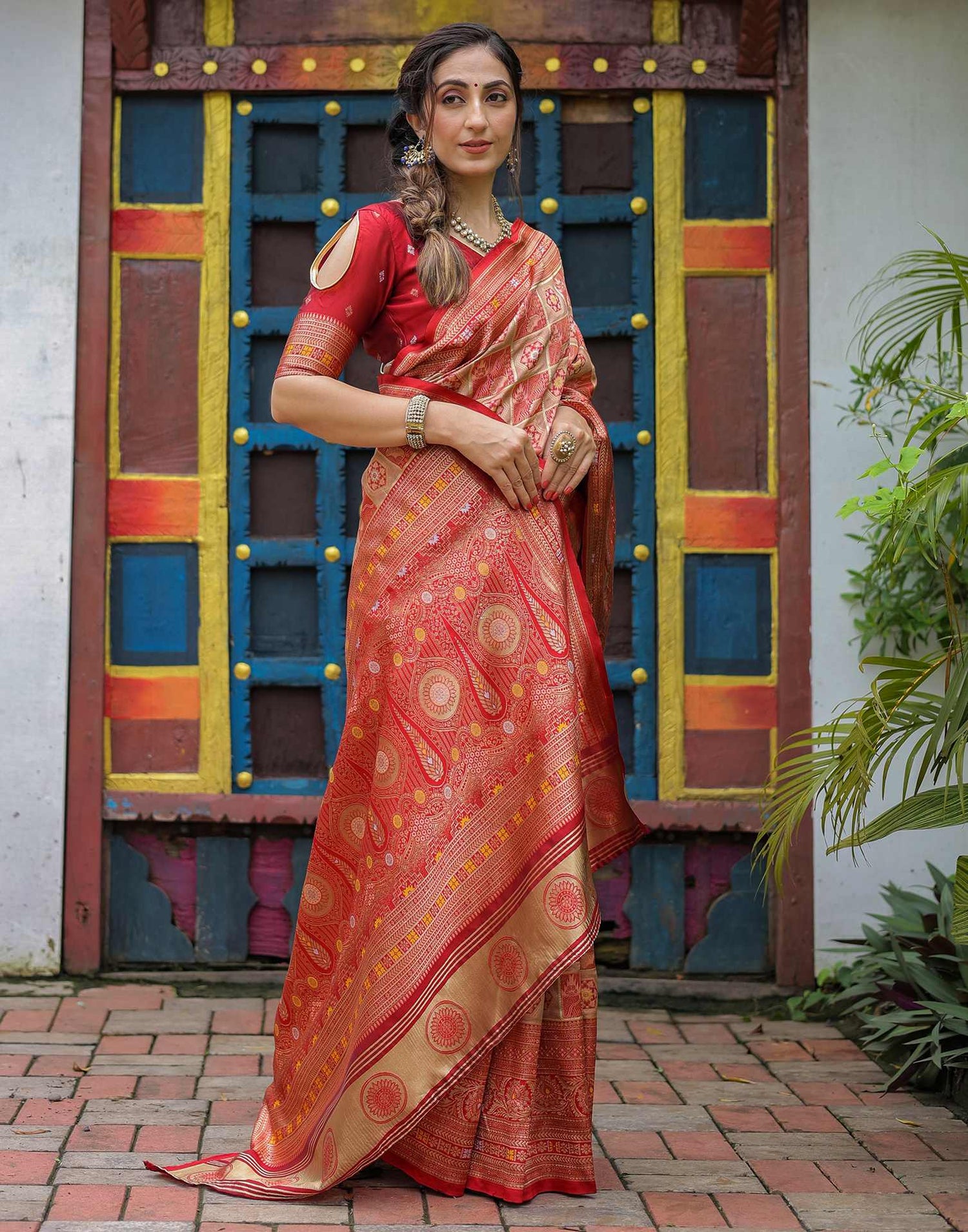 Light Brown Silk Woven Saree