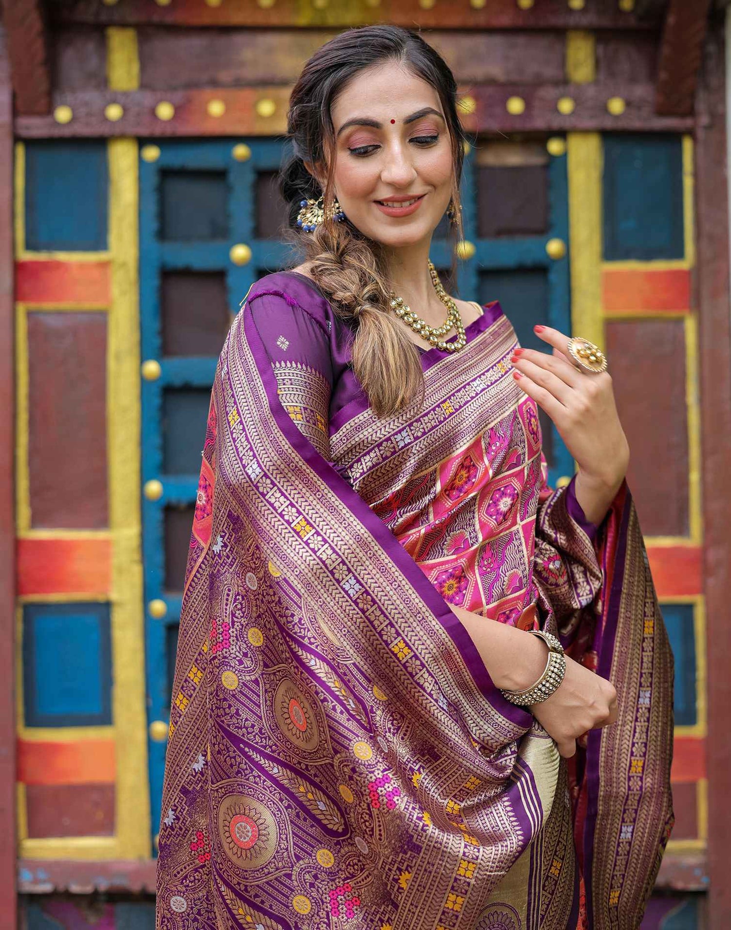 Pink Silk Woven Saree
