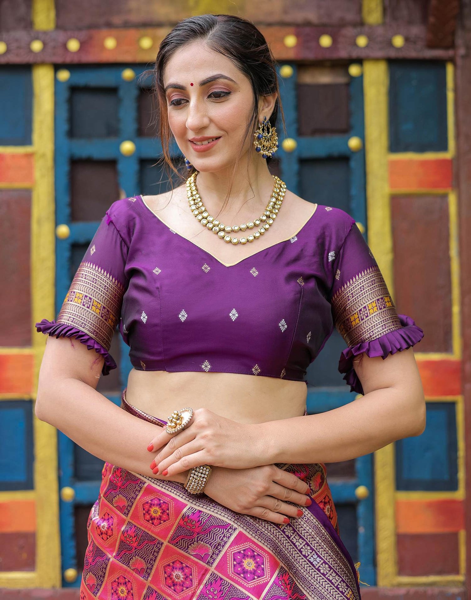 Pink Silk Woven Saree