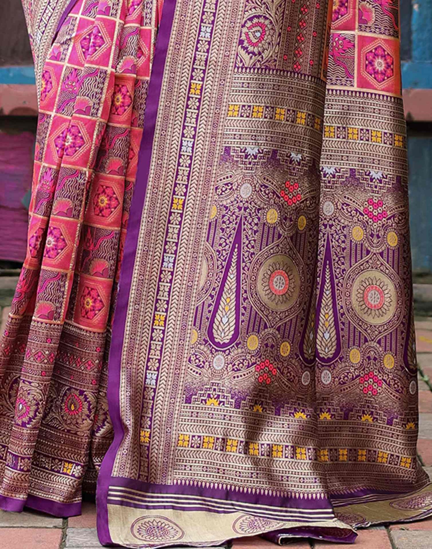 Pink Silk Woven Saree