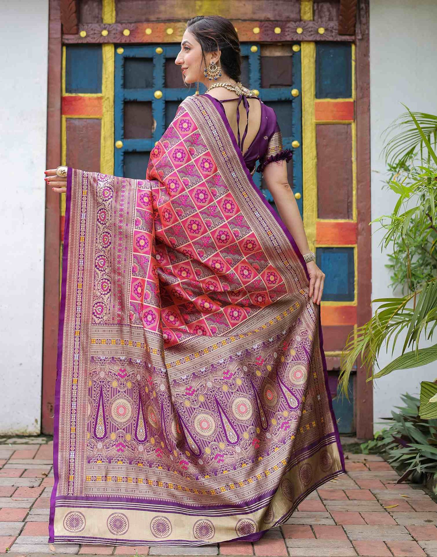 Pink Silk Woven Saree