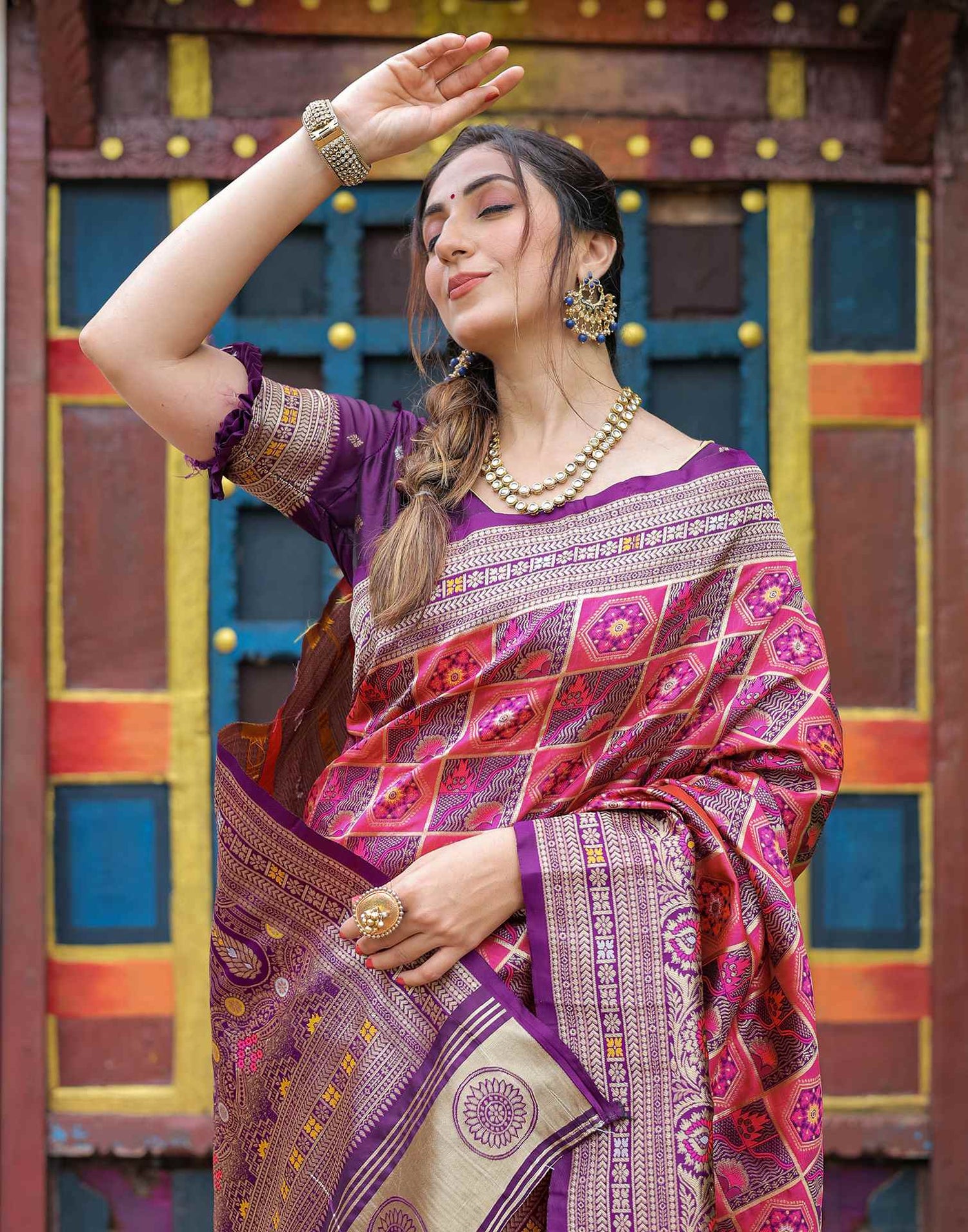 Pink Silk Woven Saree