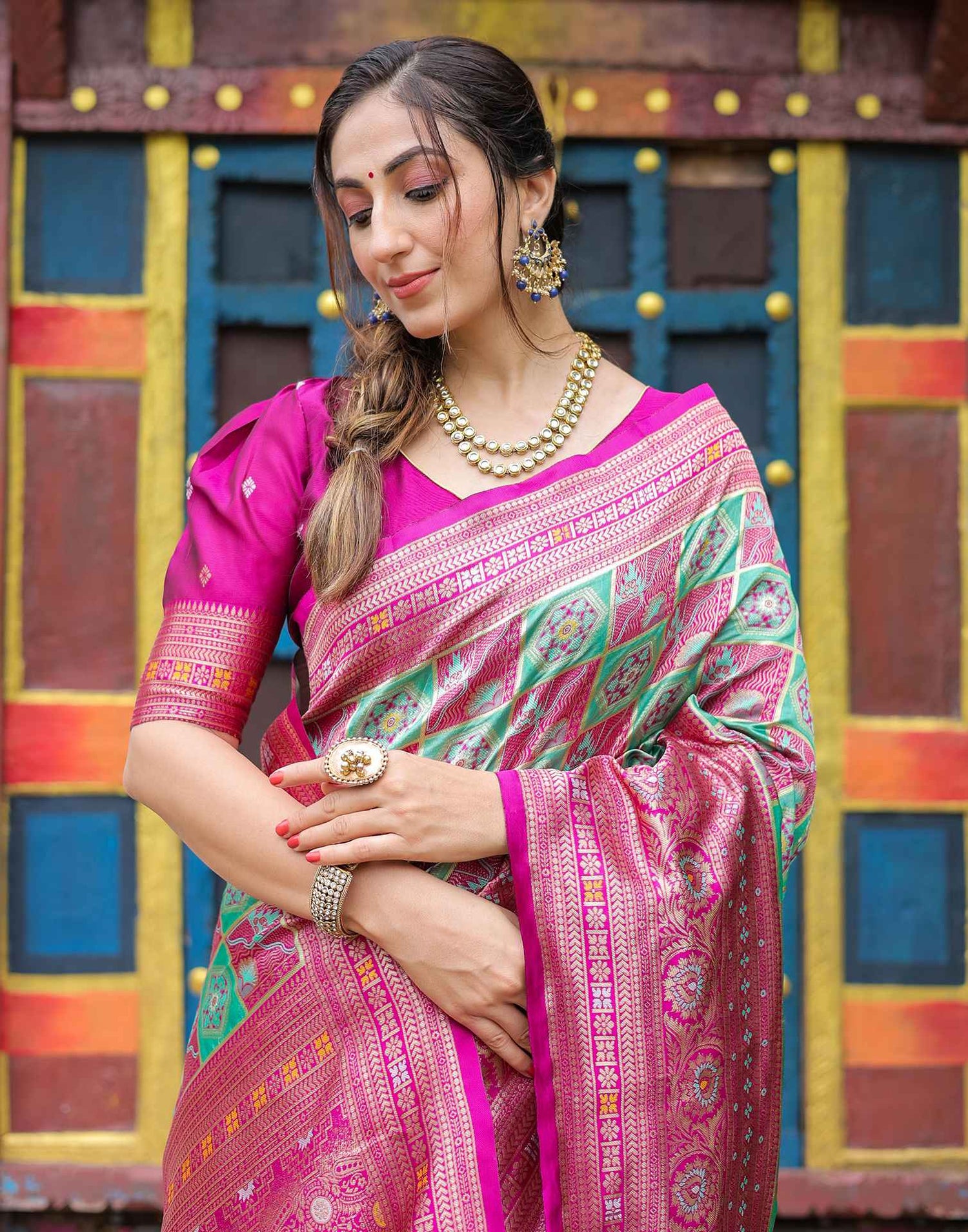 Mint Green Silk Woven Saree