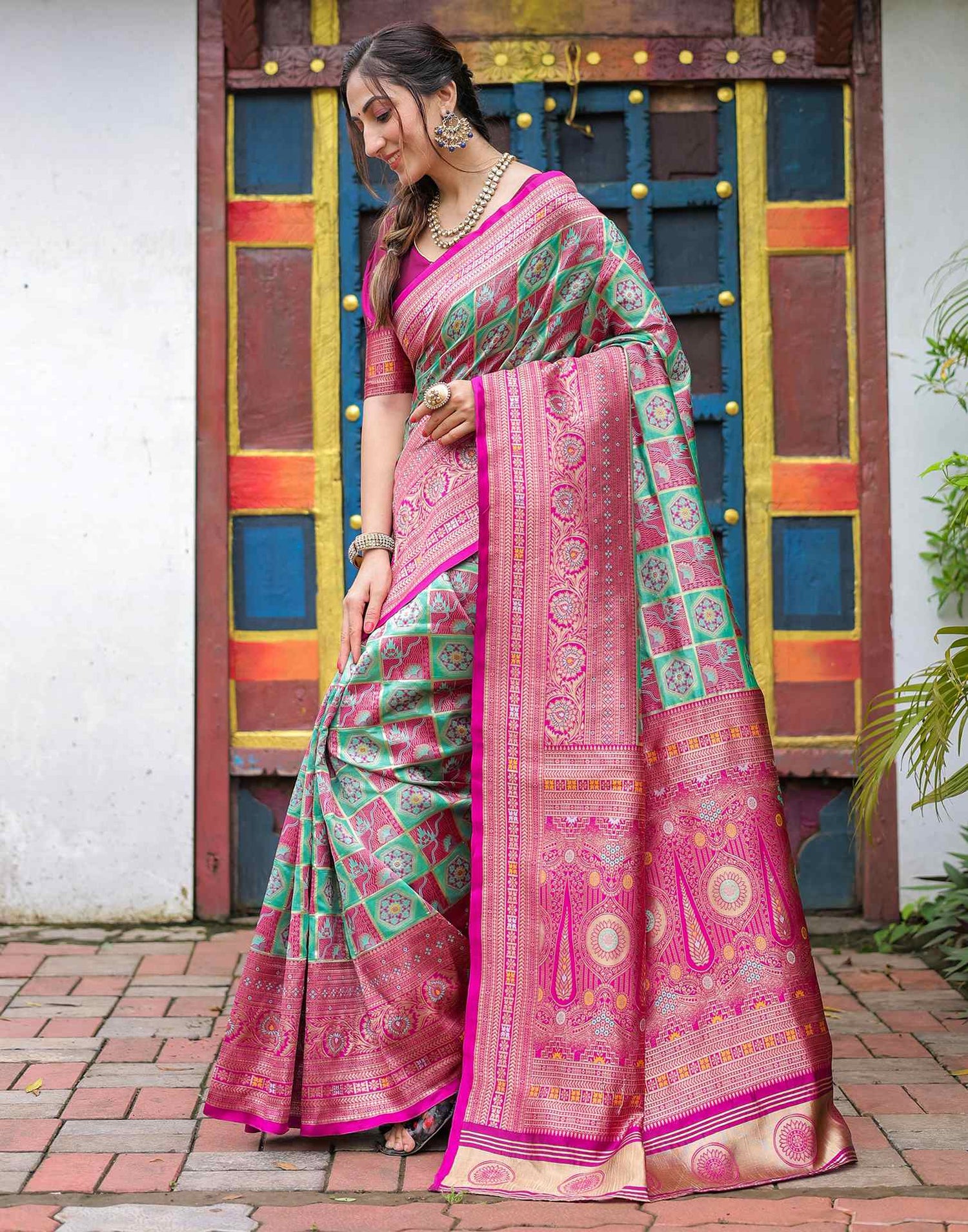 Mint Green Silk Woven Saree