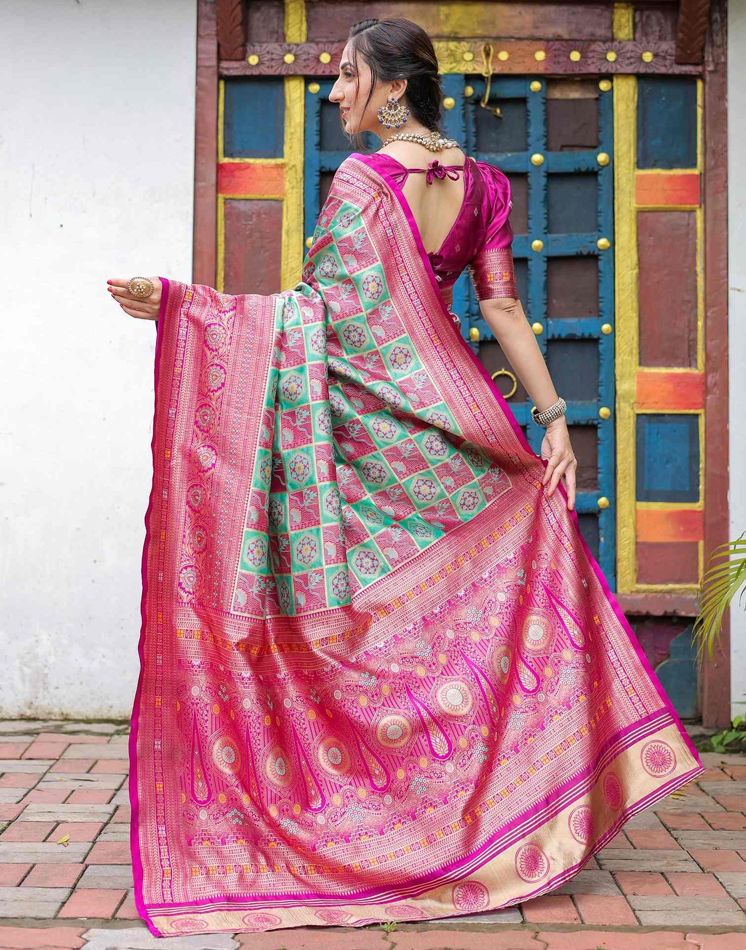 Mint Green Silk Woven Saree