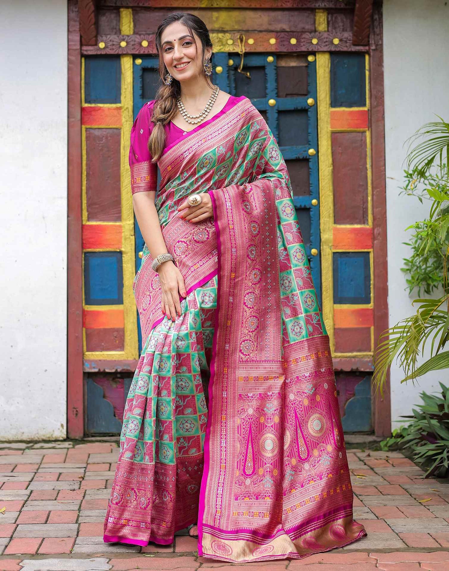 Mint Green Silk Woven Saree
