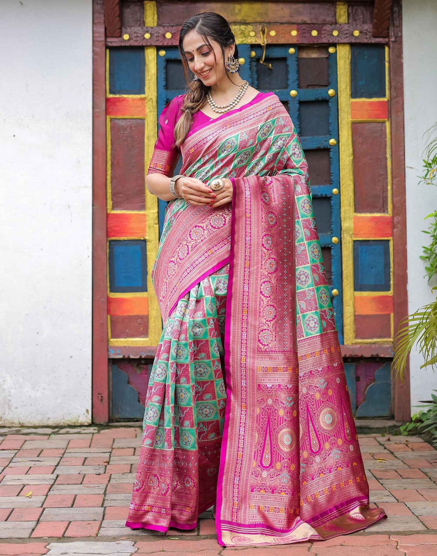 Mint Green Silk Woven Saree