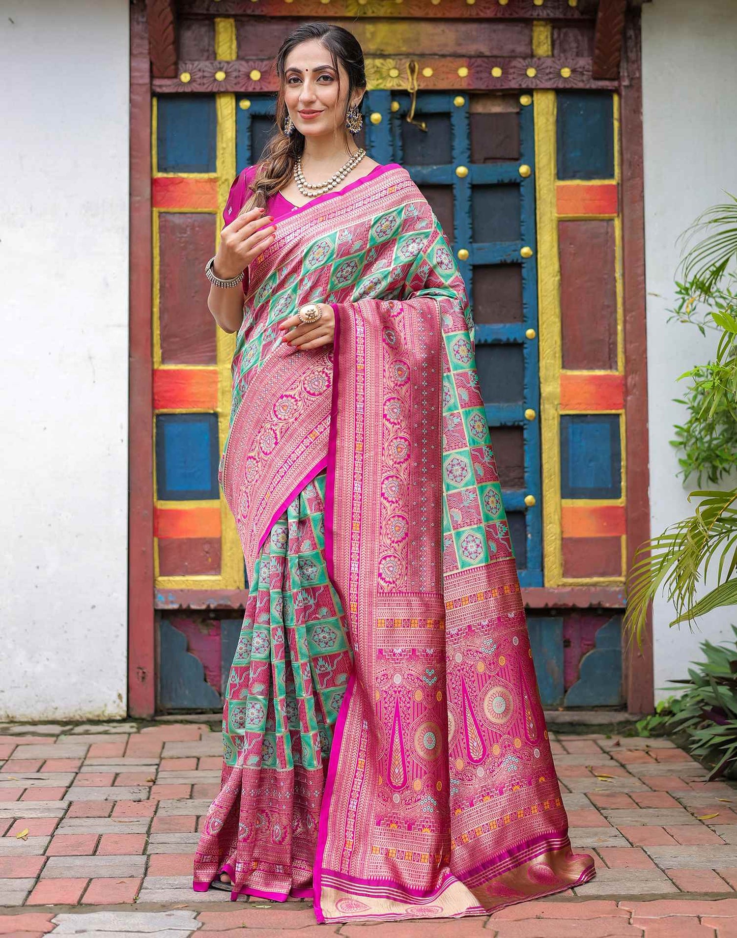 Mint Green Silk Woven Saree