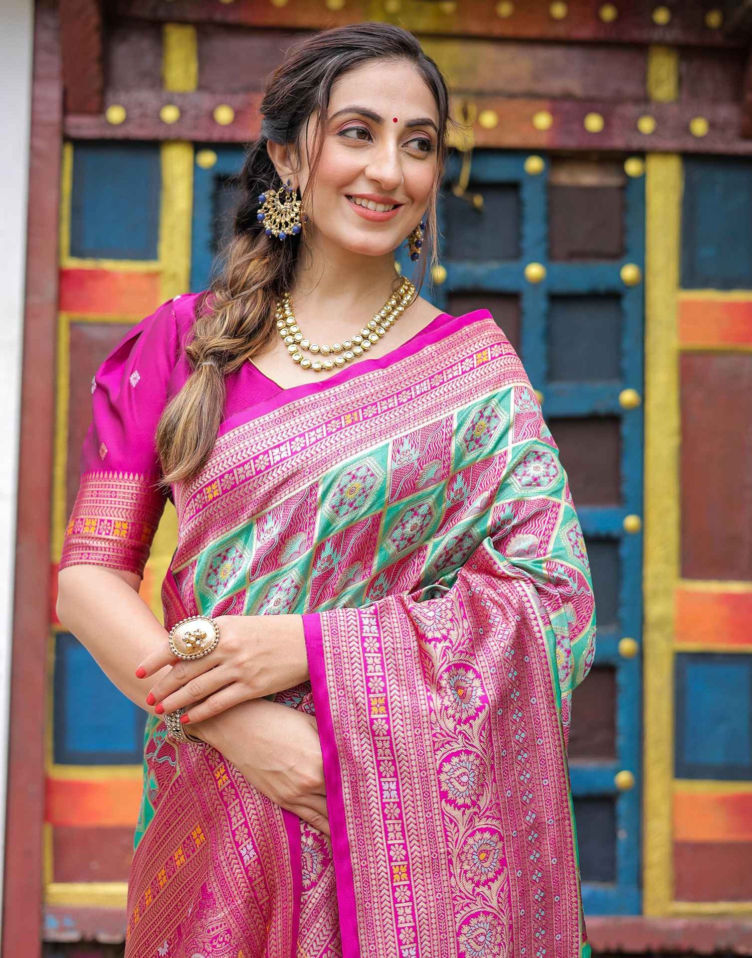 Mint Green Silk Woven Saree