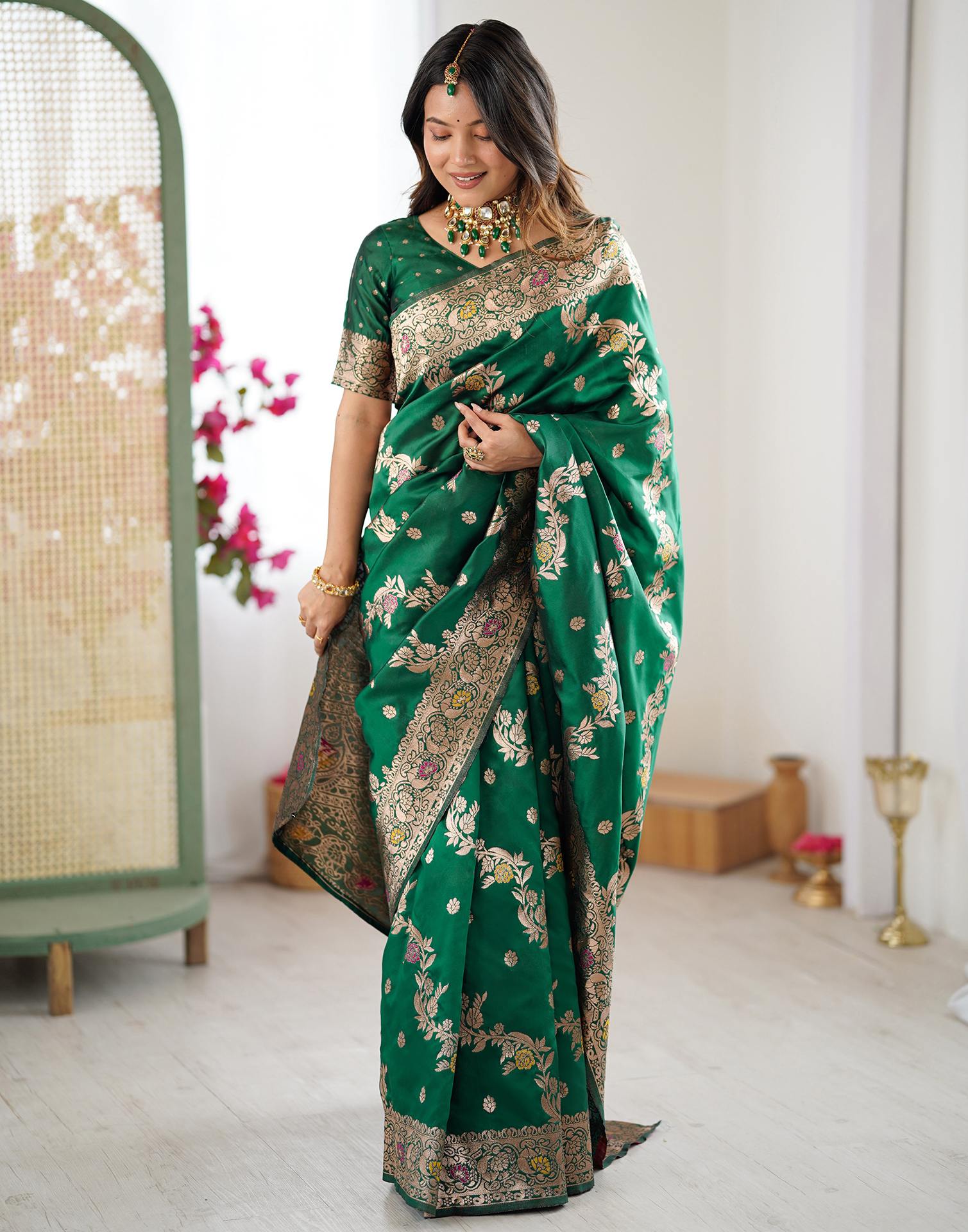 Green Silk Woven Banarasi Saree