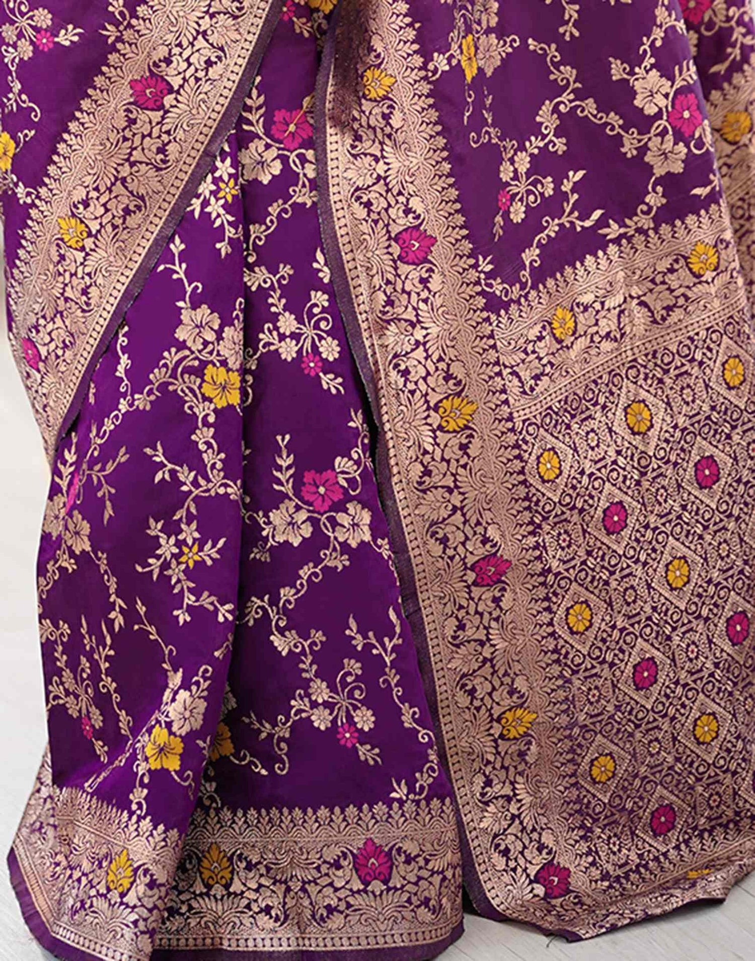 Dark Purple Silk Woven Banarasi Saree