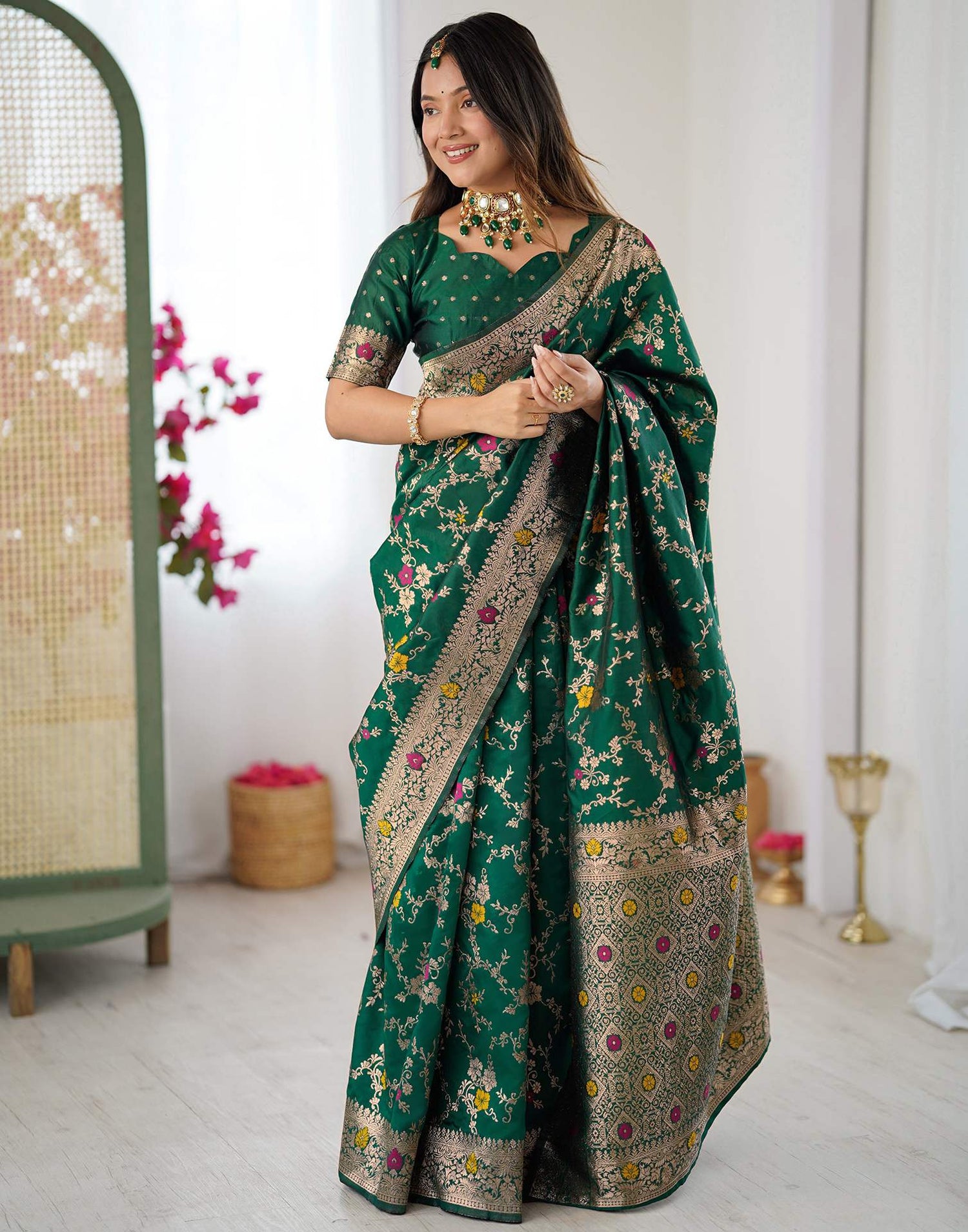 Green Silk Woven Banarasi Saree