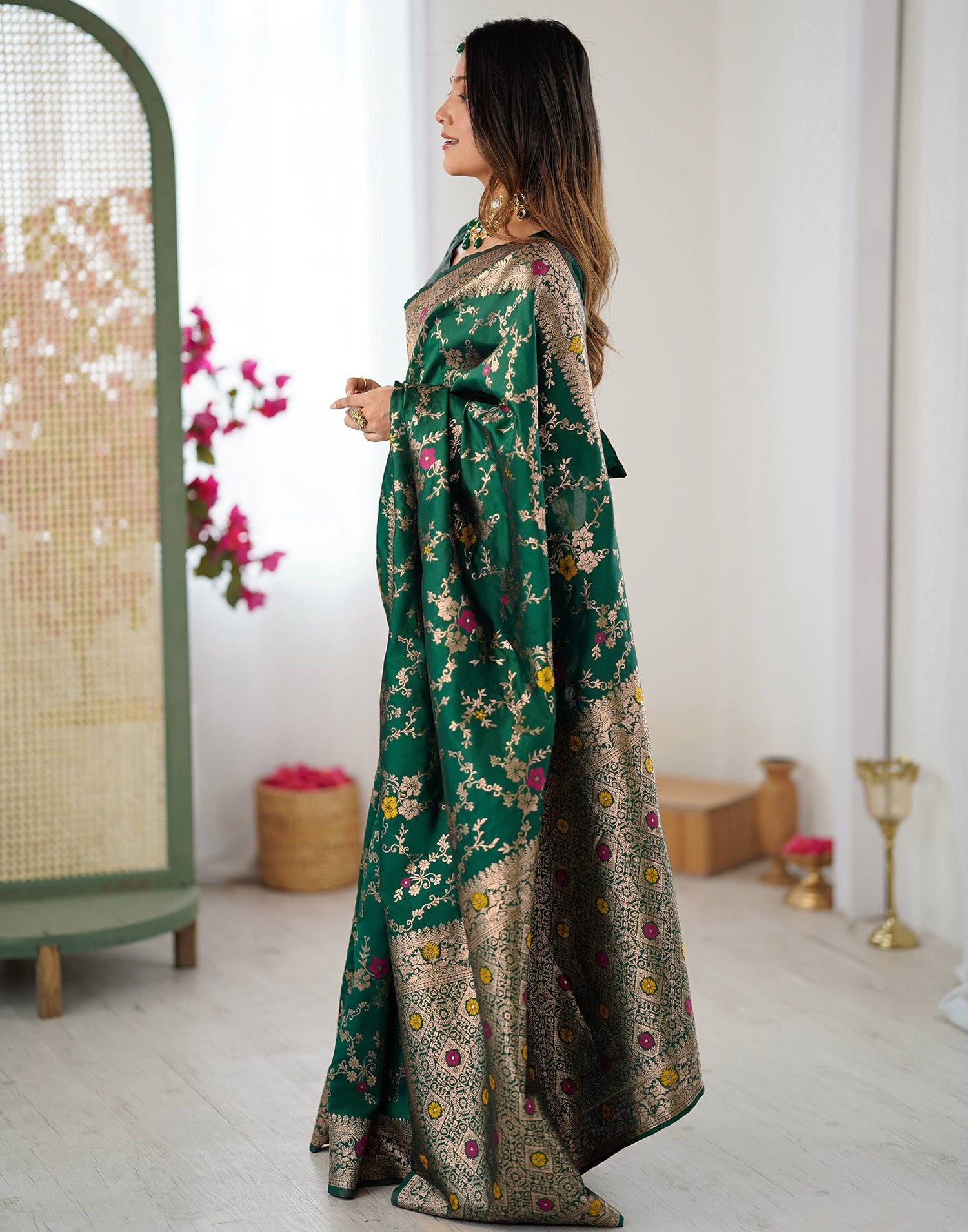 Green Silk Woven Banarasi Saree