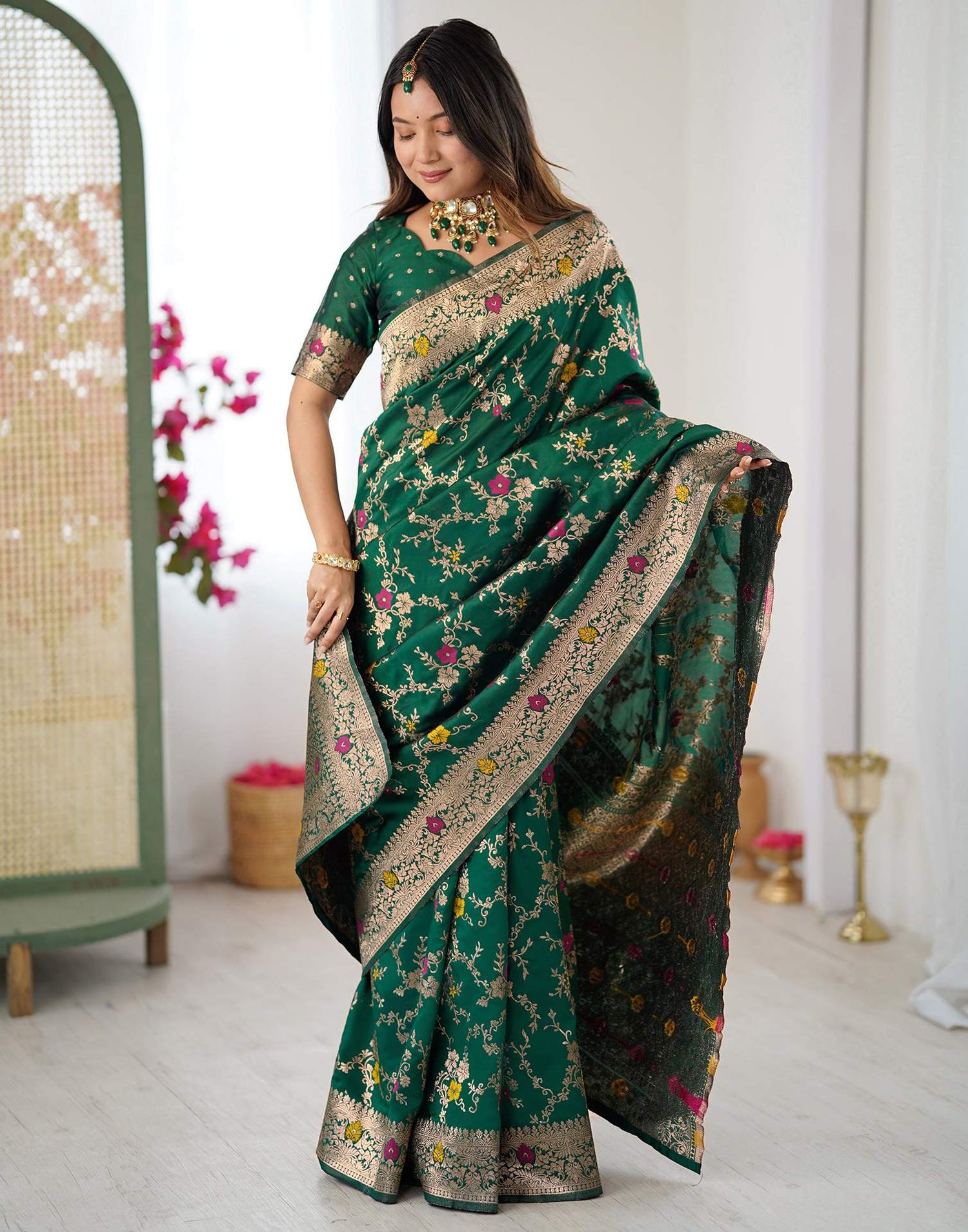 Green Silk Woven Banarasi Saree