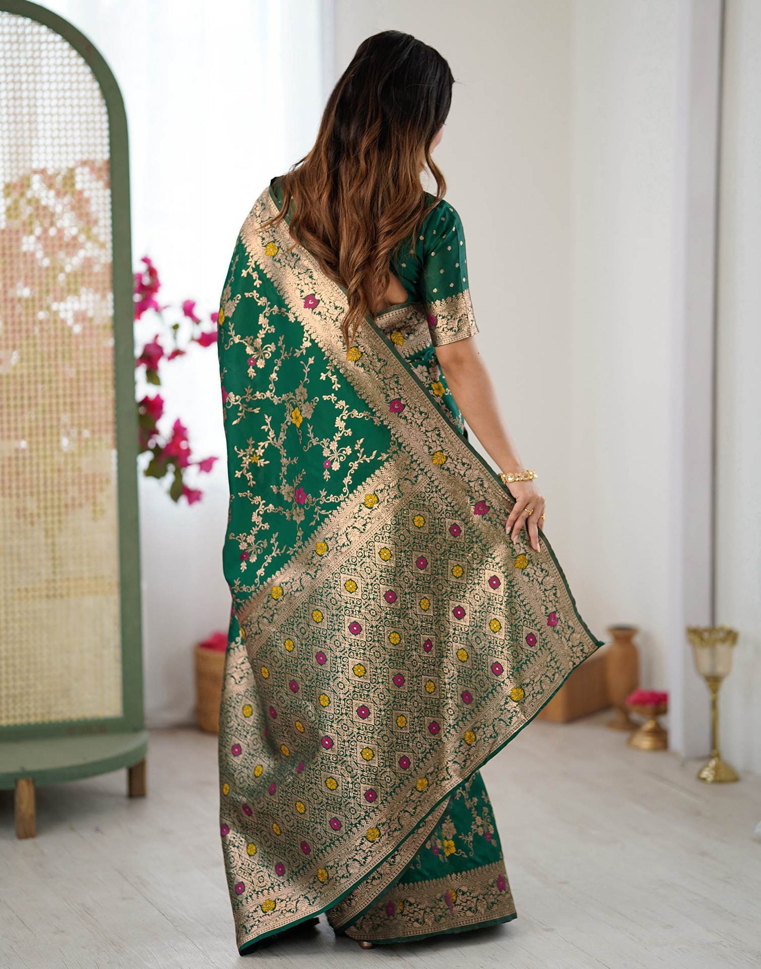 Green Silk Woven Banarasi Saree