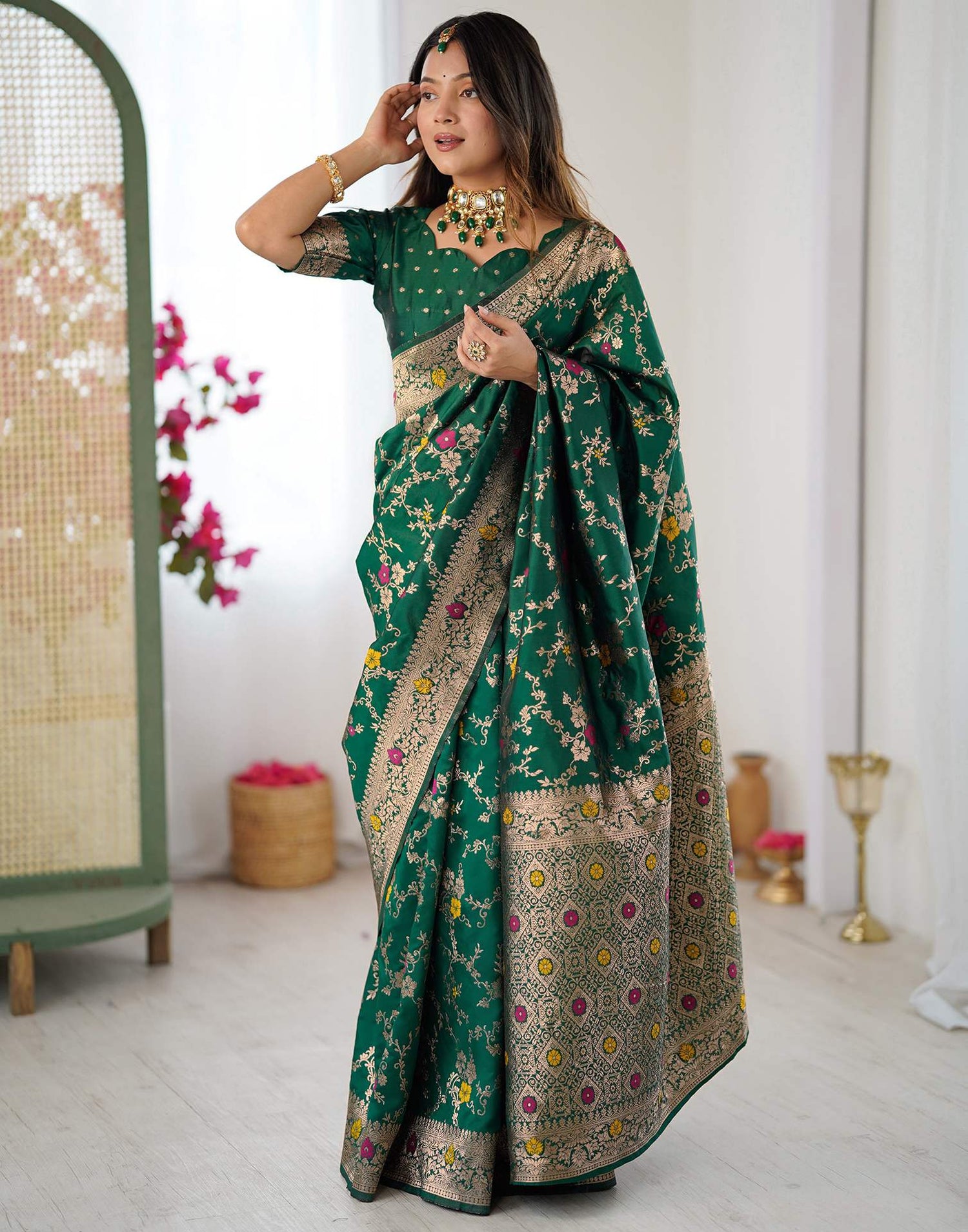 Green Silk Woven Banarasi Saree