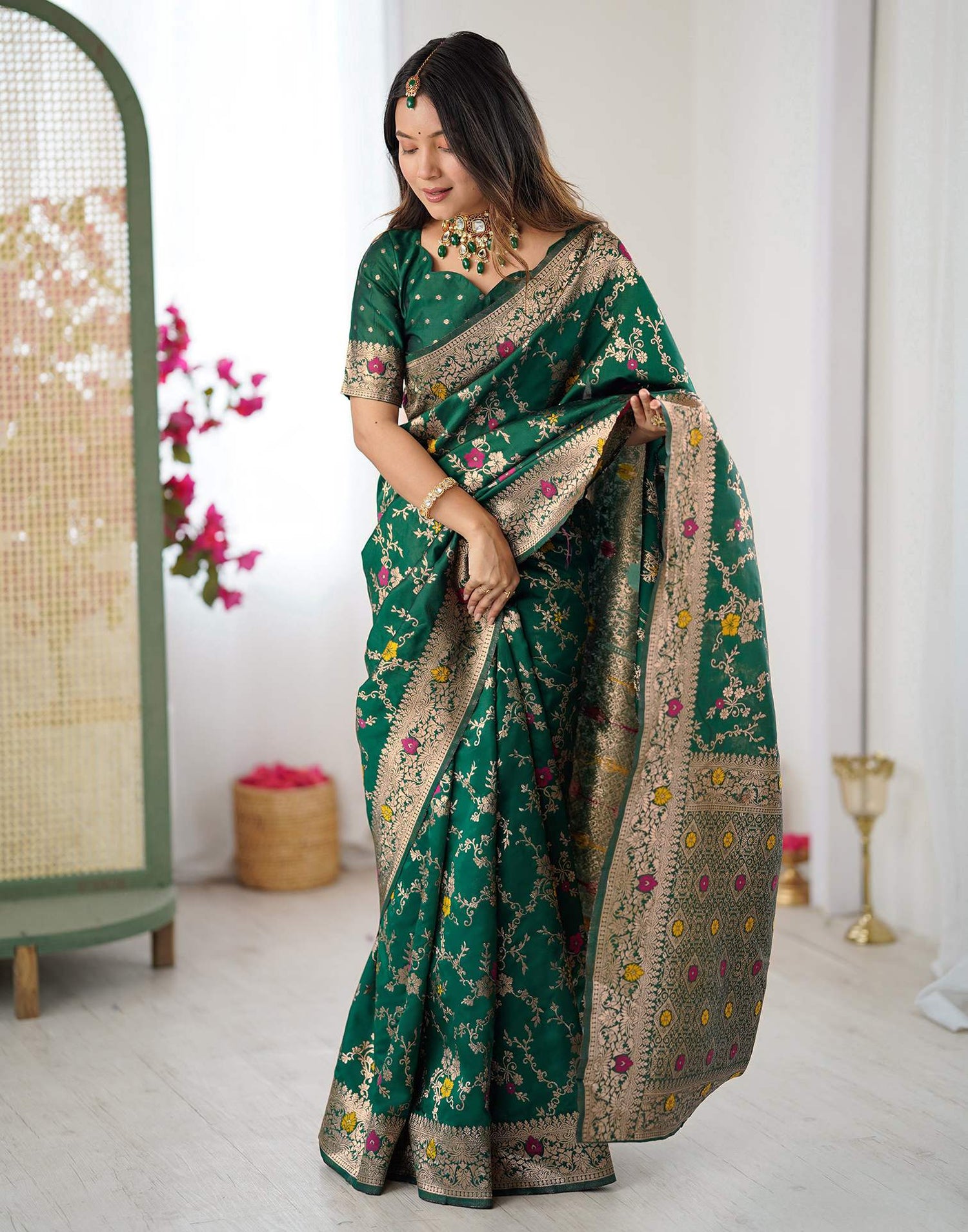 Green Silk Woven Banarasi Saree