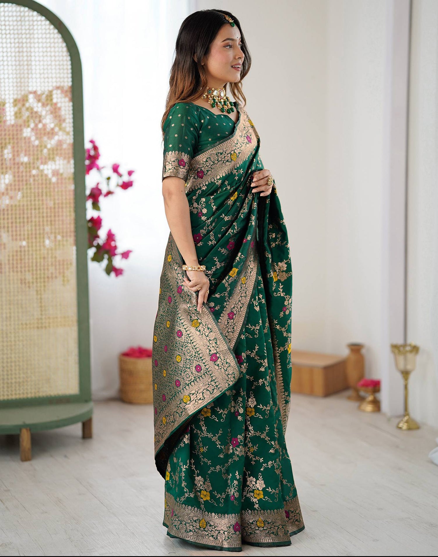 Green Silk Woven Banarasi Saree