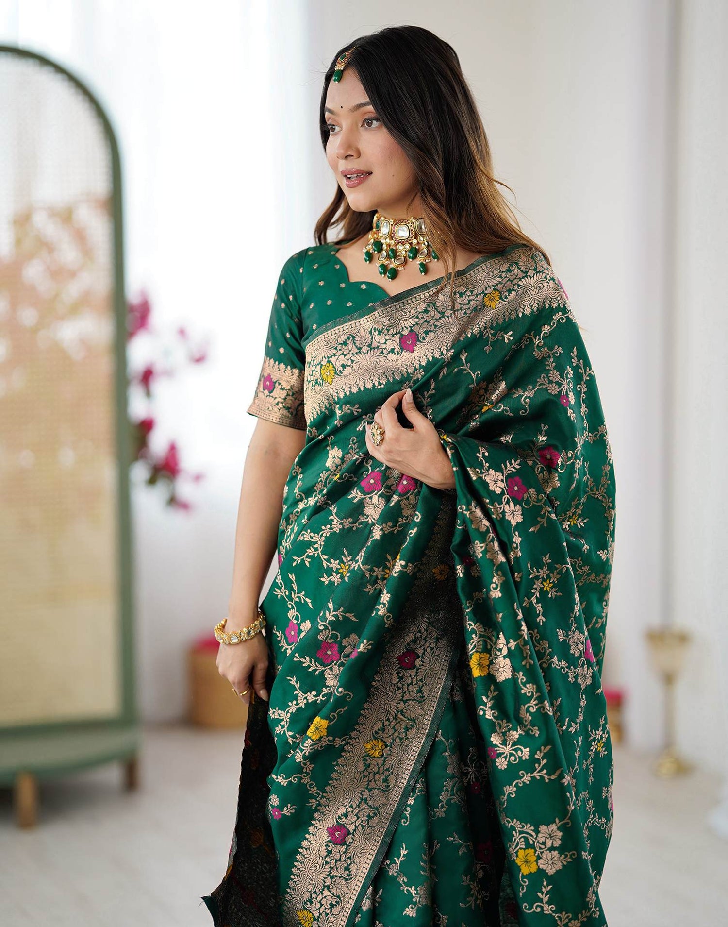 Green Silk Woven Banarasi Saree