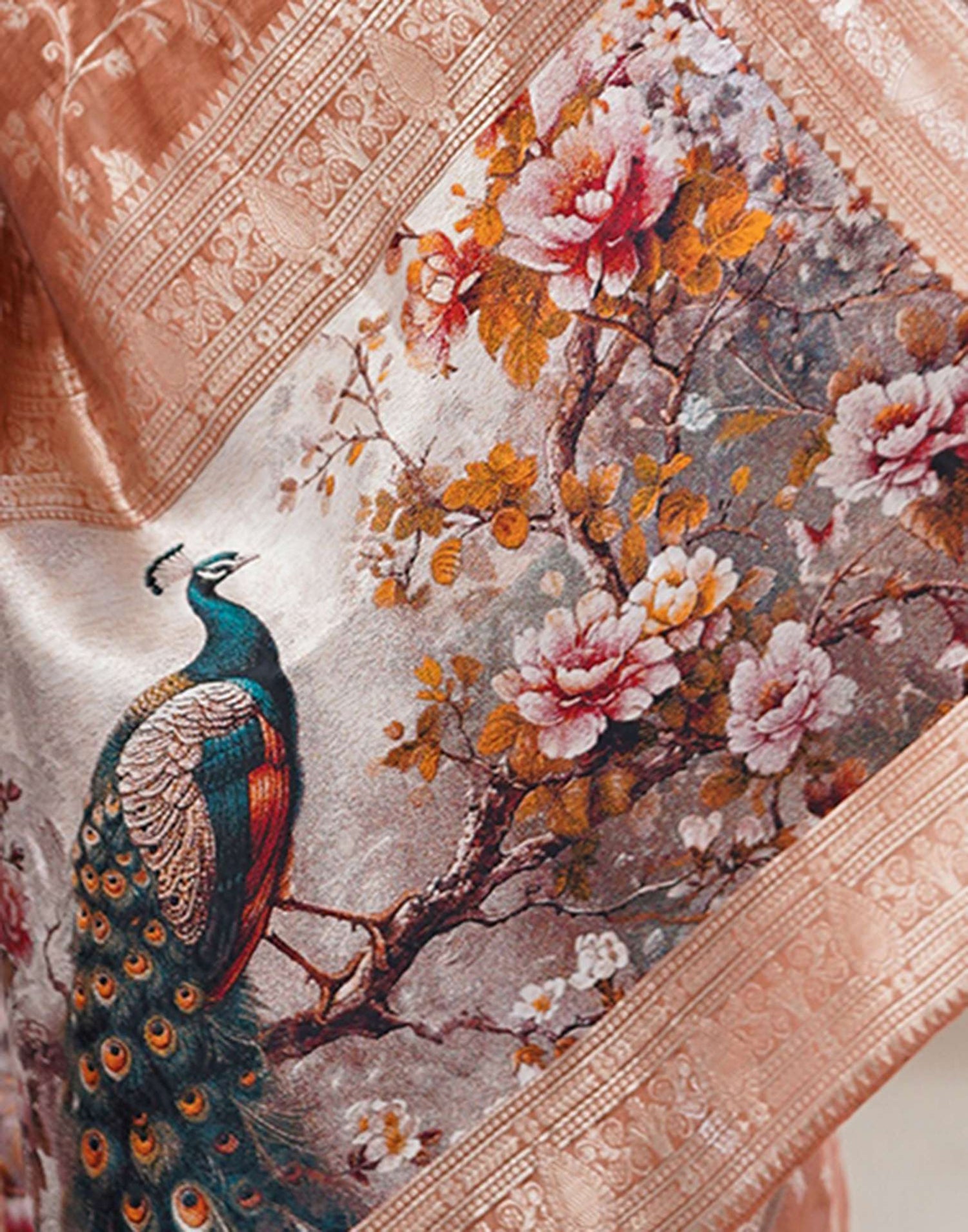 Brown Chanderi Cotton Woven Saree