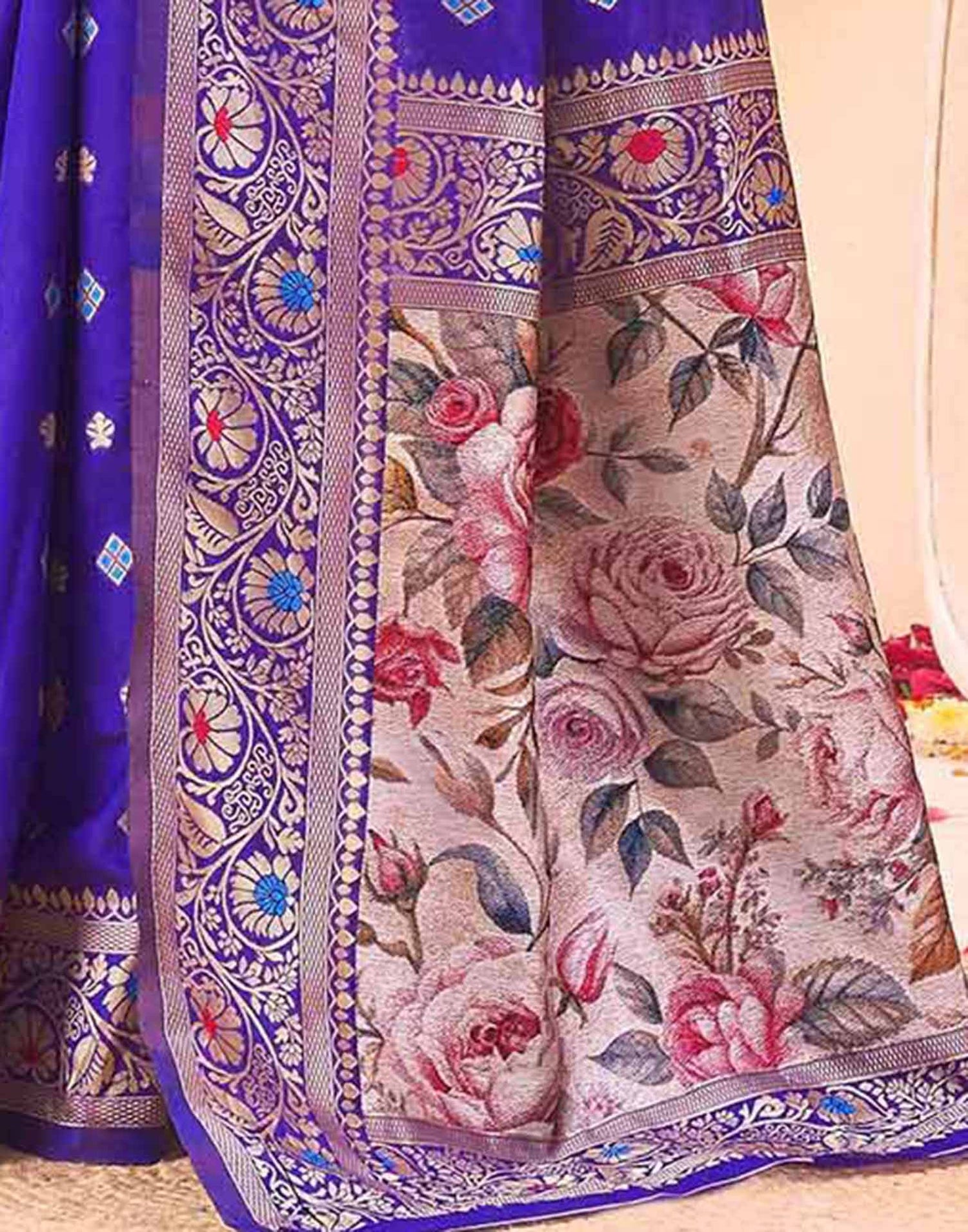 Violet Silk Woven Banarasi Saree