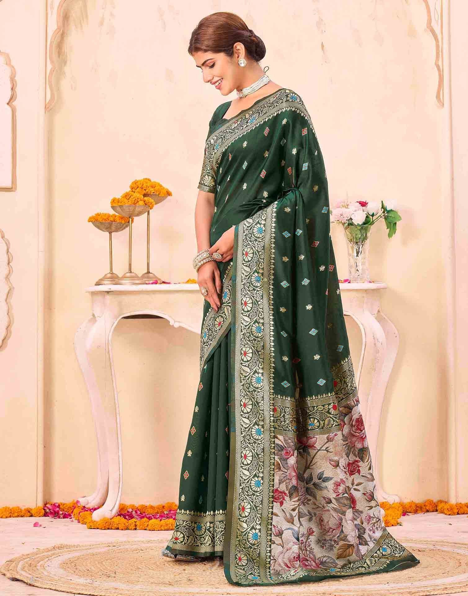 Green Silk Woven Banarasi Saree