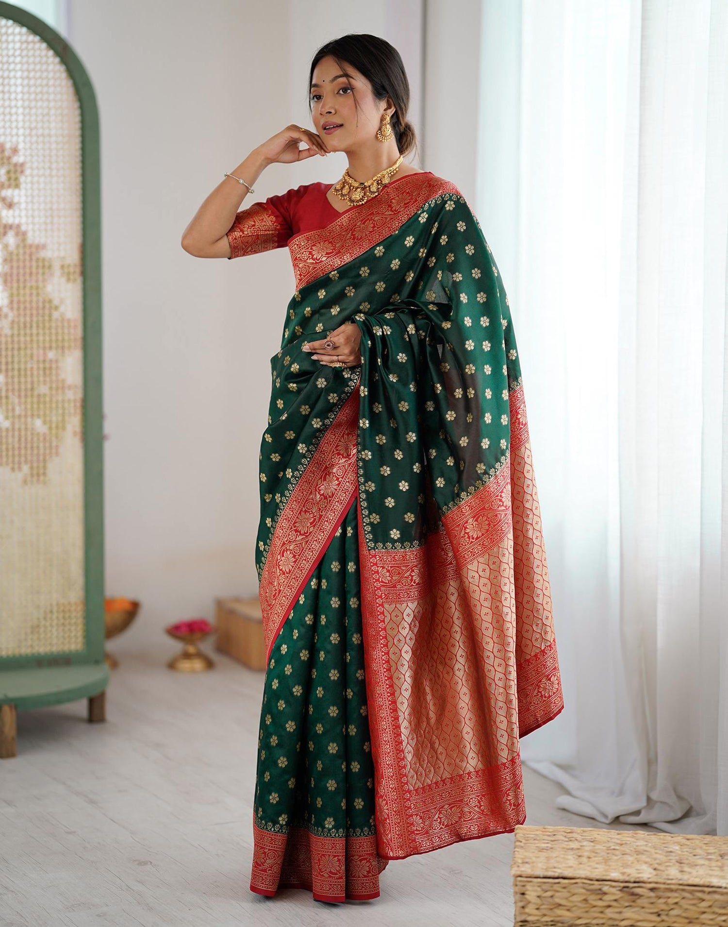 Green Silk Woven Saree