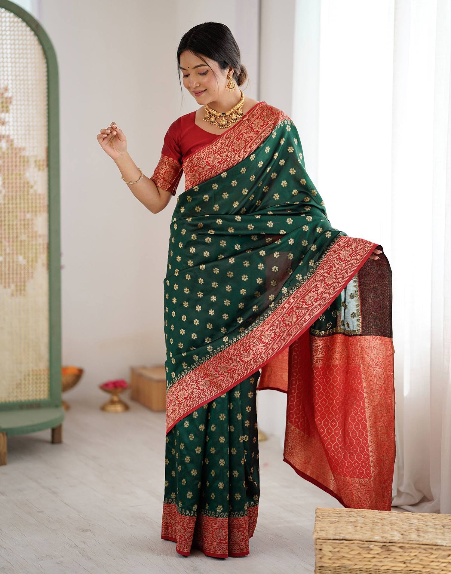 Green Silk Woven Saree