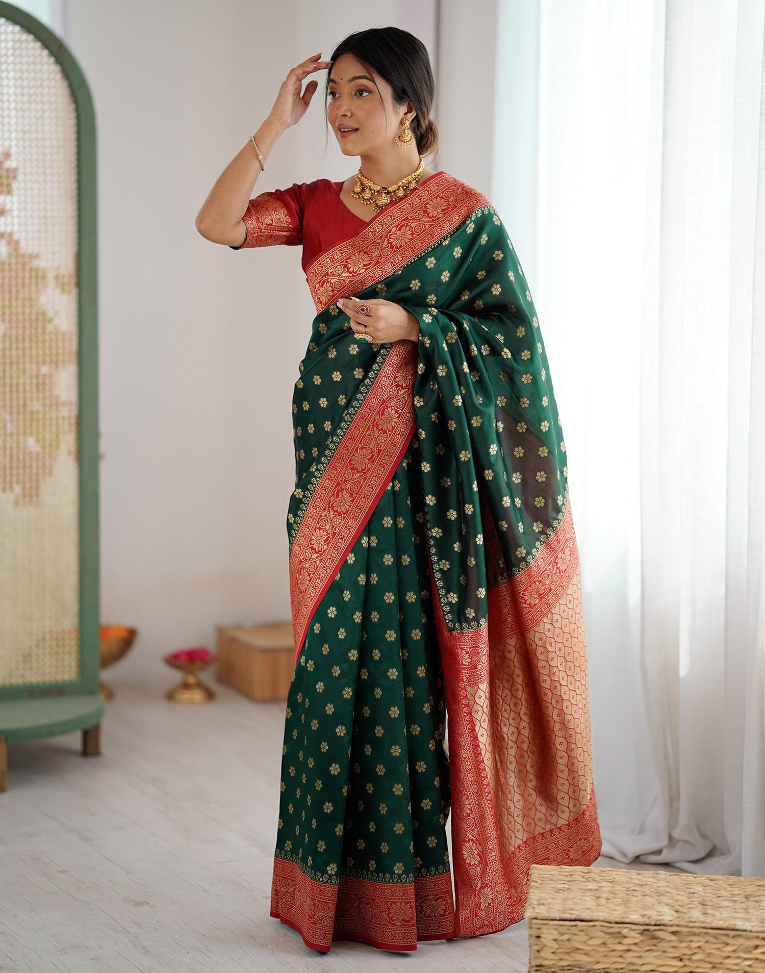 Green Silk Woven Saree