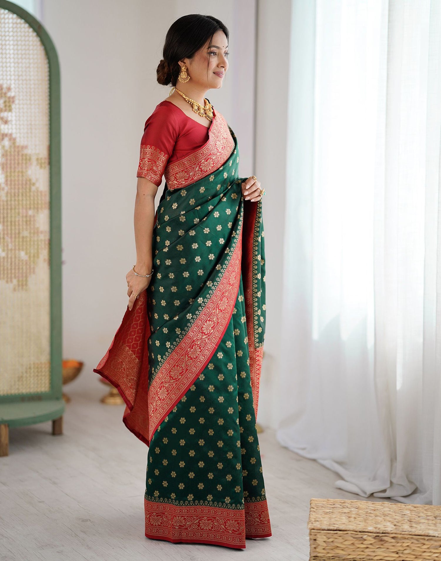 Green Silk Woven Saree