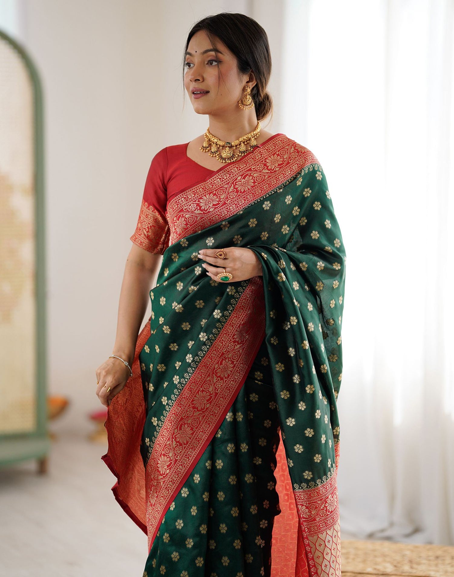 Green Silk Woven Saree