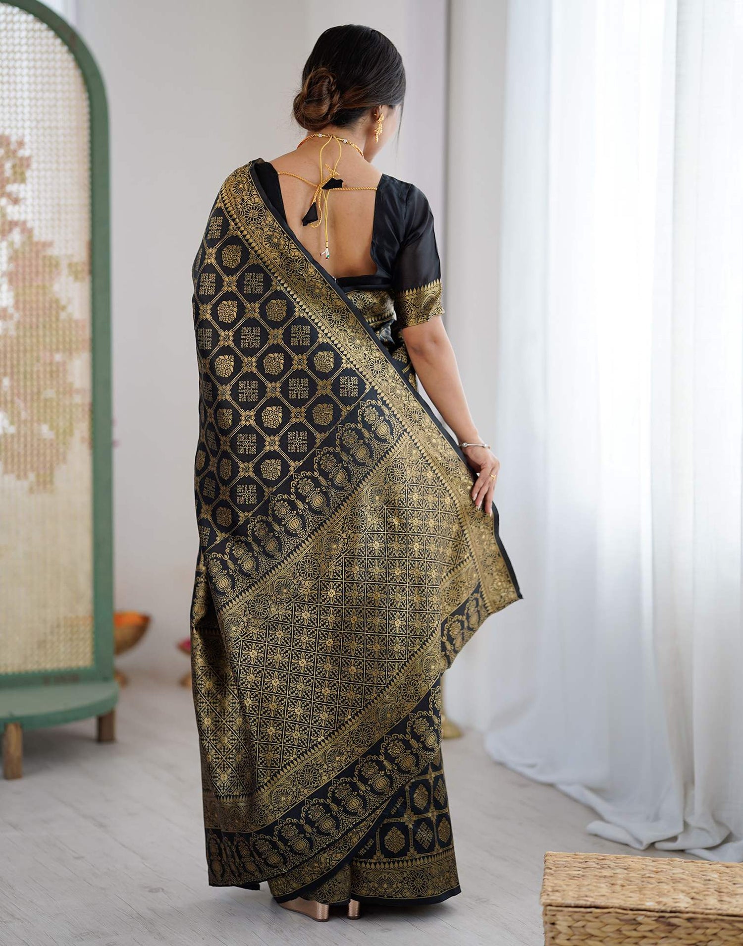 Black Silk Woven Saree