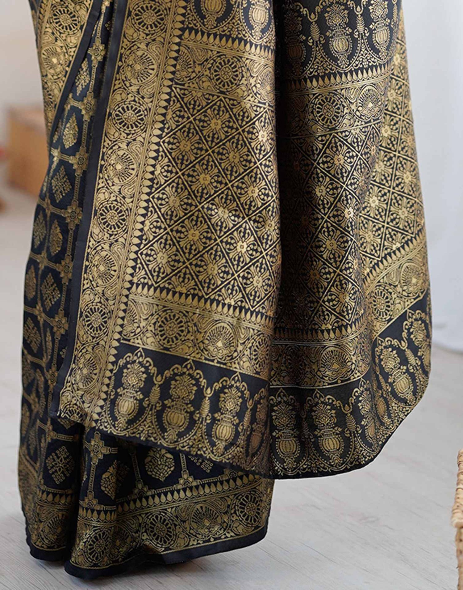 Black Silk Woven Saree