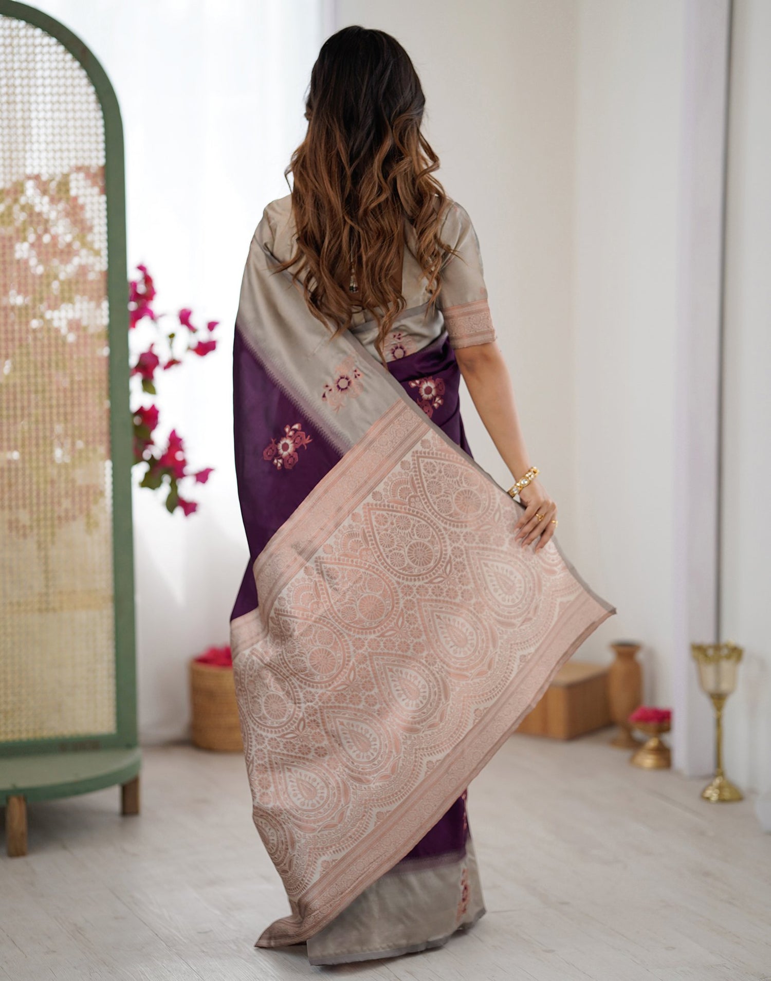 Purple Silk Woven Saree