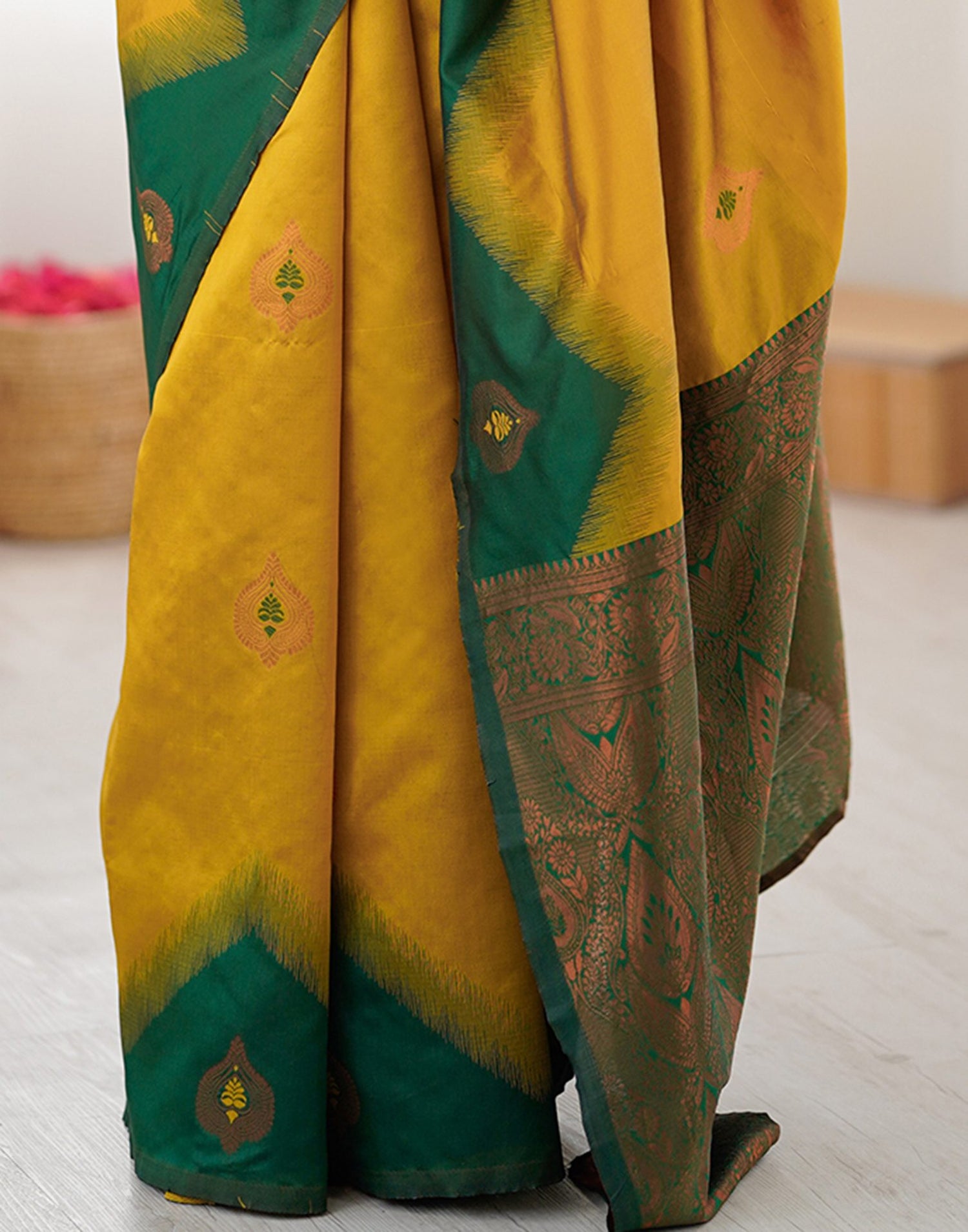Mustard Yellow Silk Woven Saree
