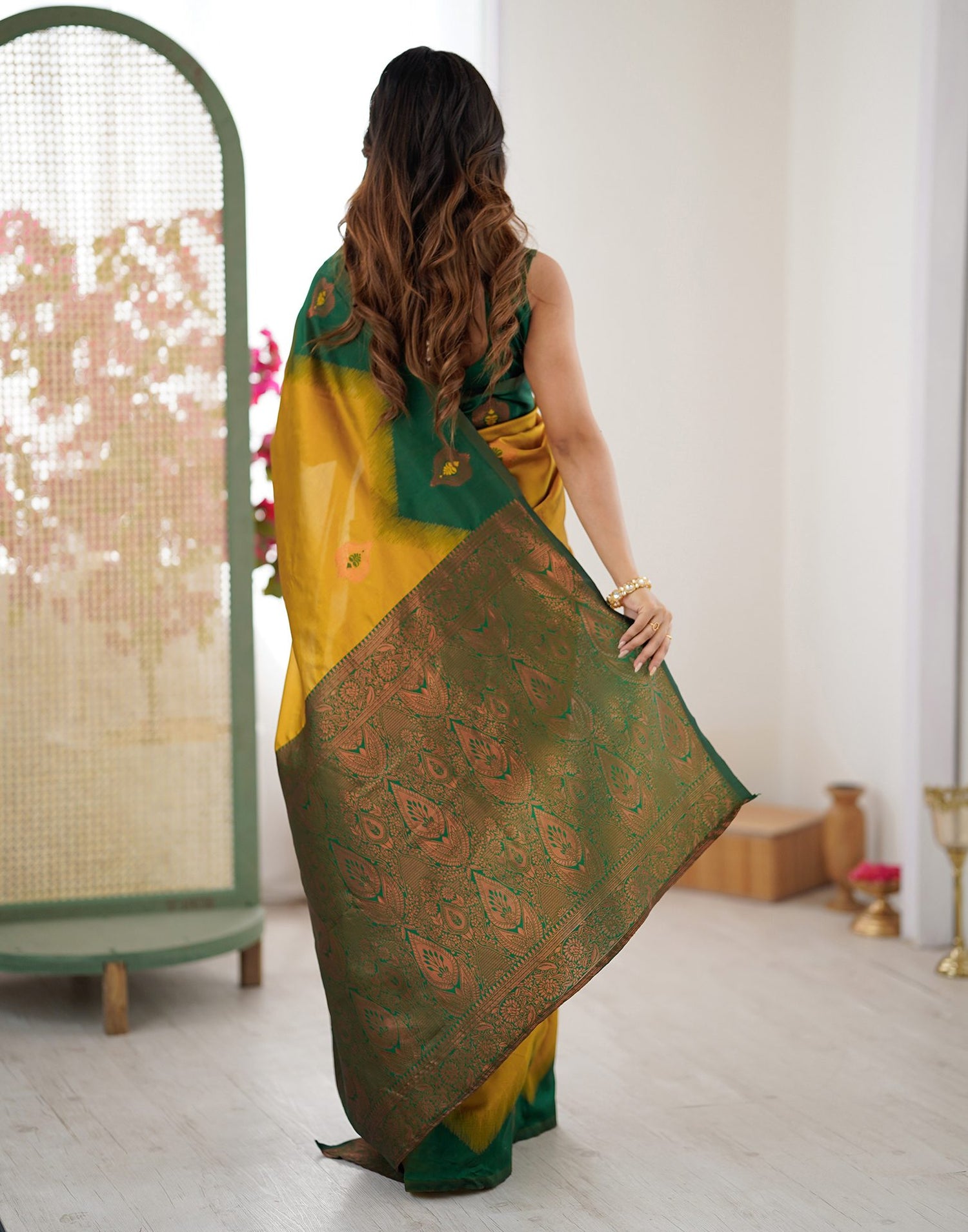Mustard Yellow Silk Woven Saree
