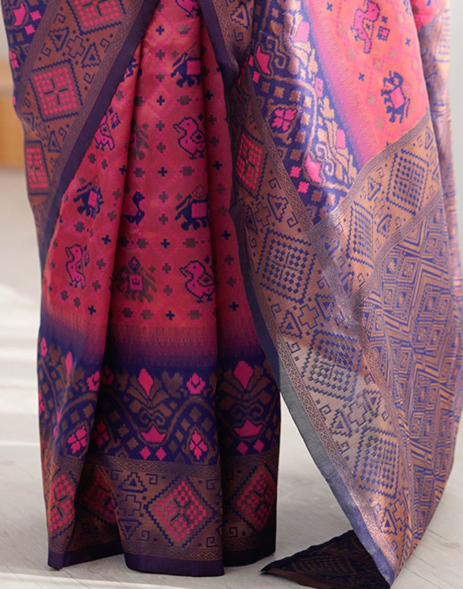 Magenta Silk Woven Saree