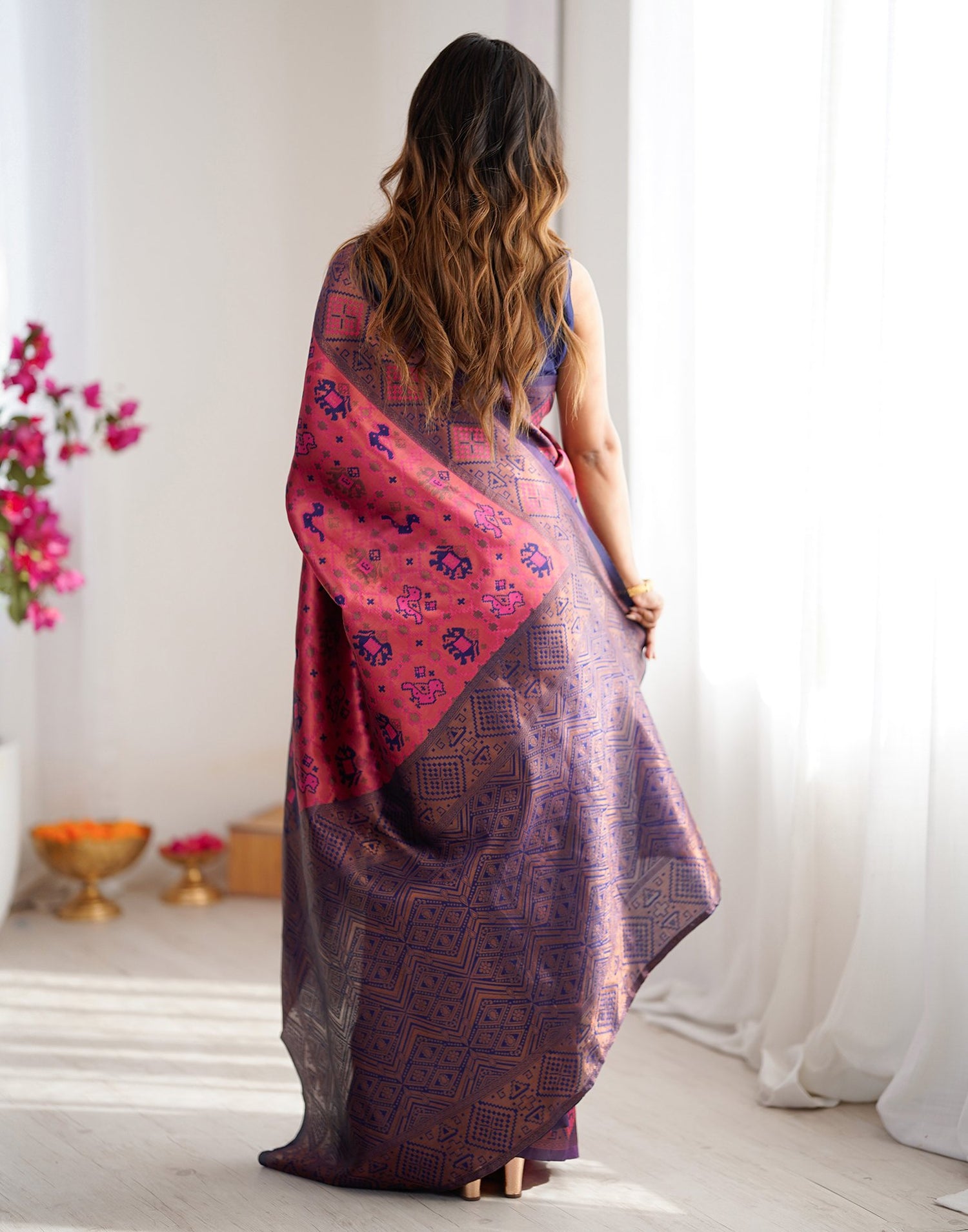 Magenta Silk Woven Saree