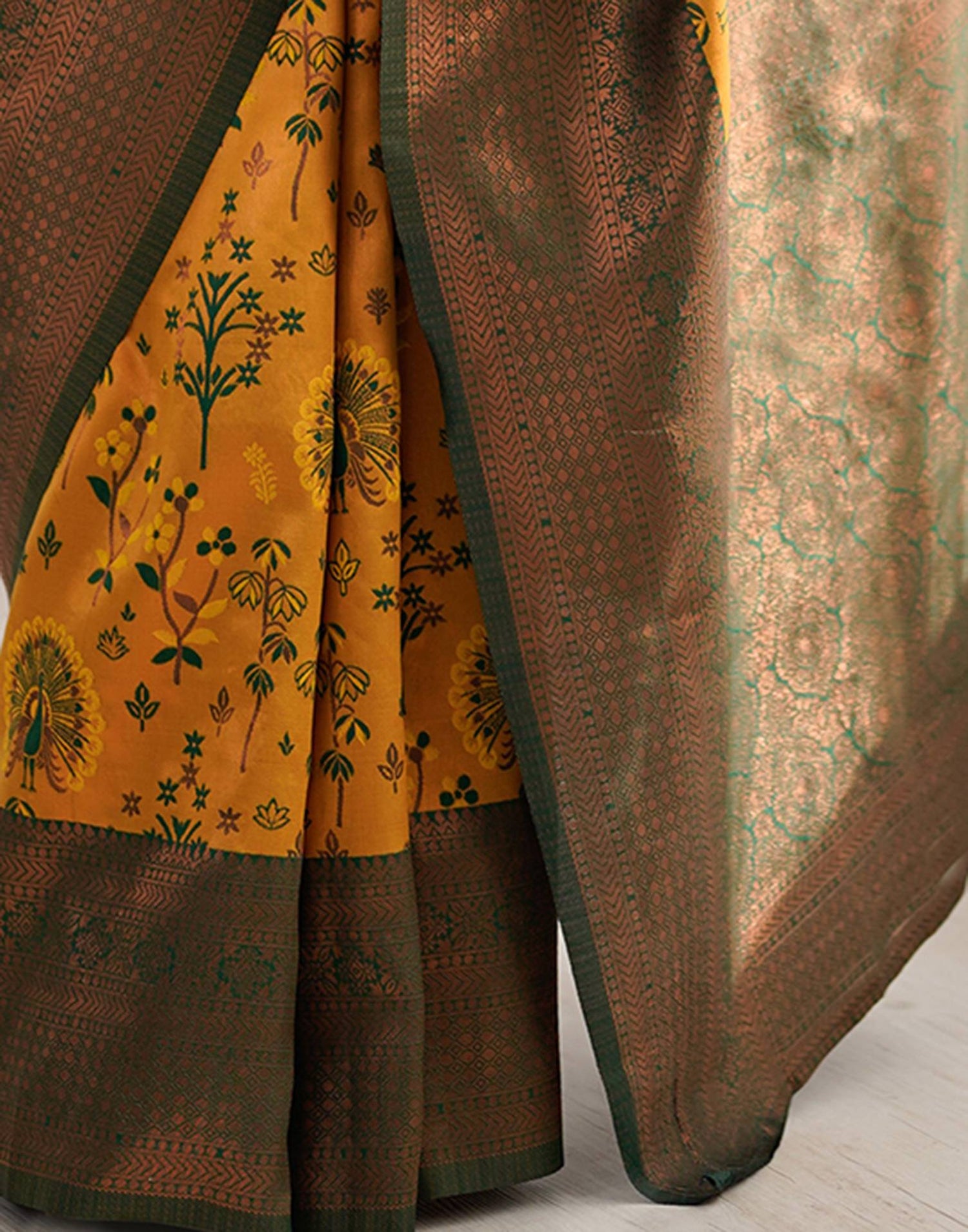 Yellow Silk Woven Saree